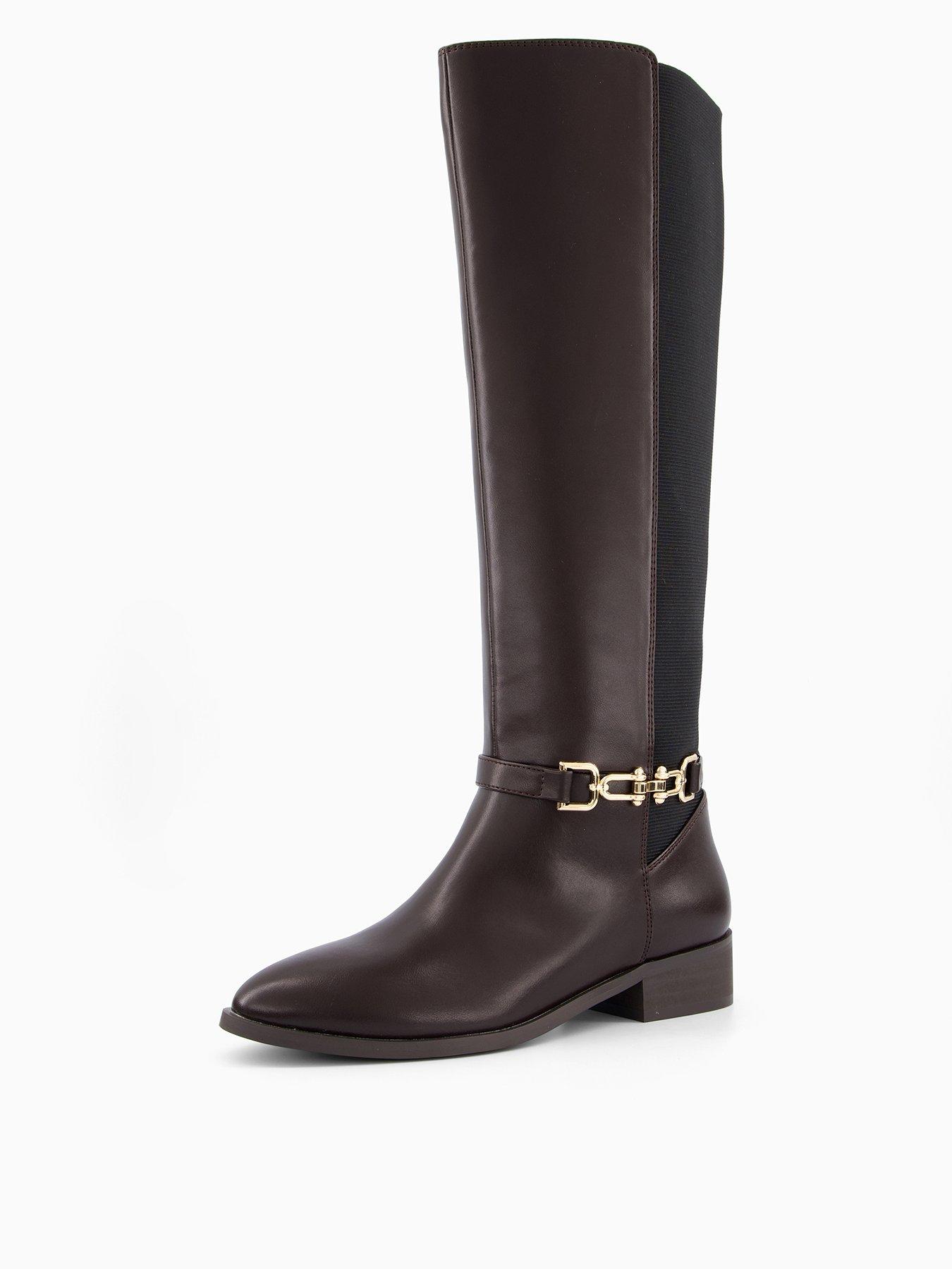 The Very Collection Elastic Panel Riding Knee Boot - Brown  