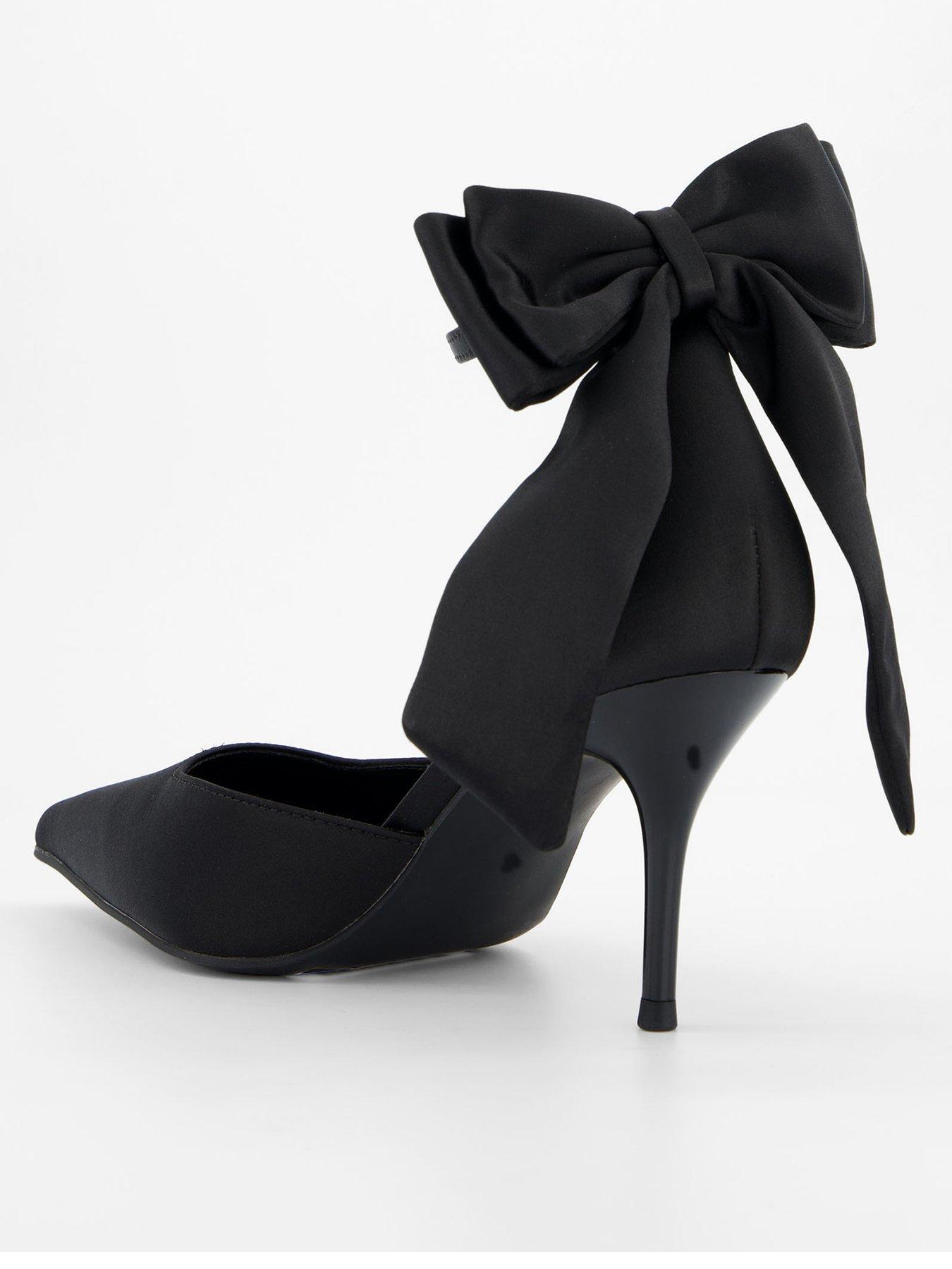 Image 4 of 6 of The Very Collection Bow Back Heel Court Shoe - Black