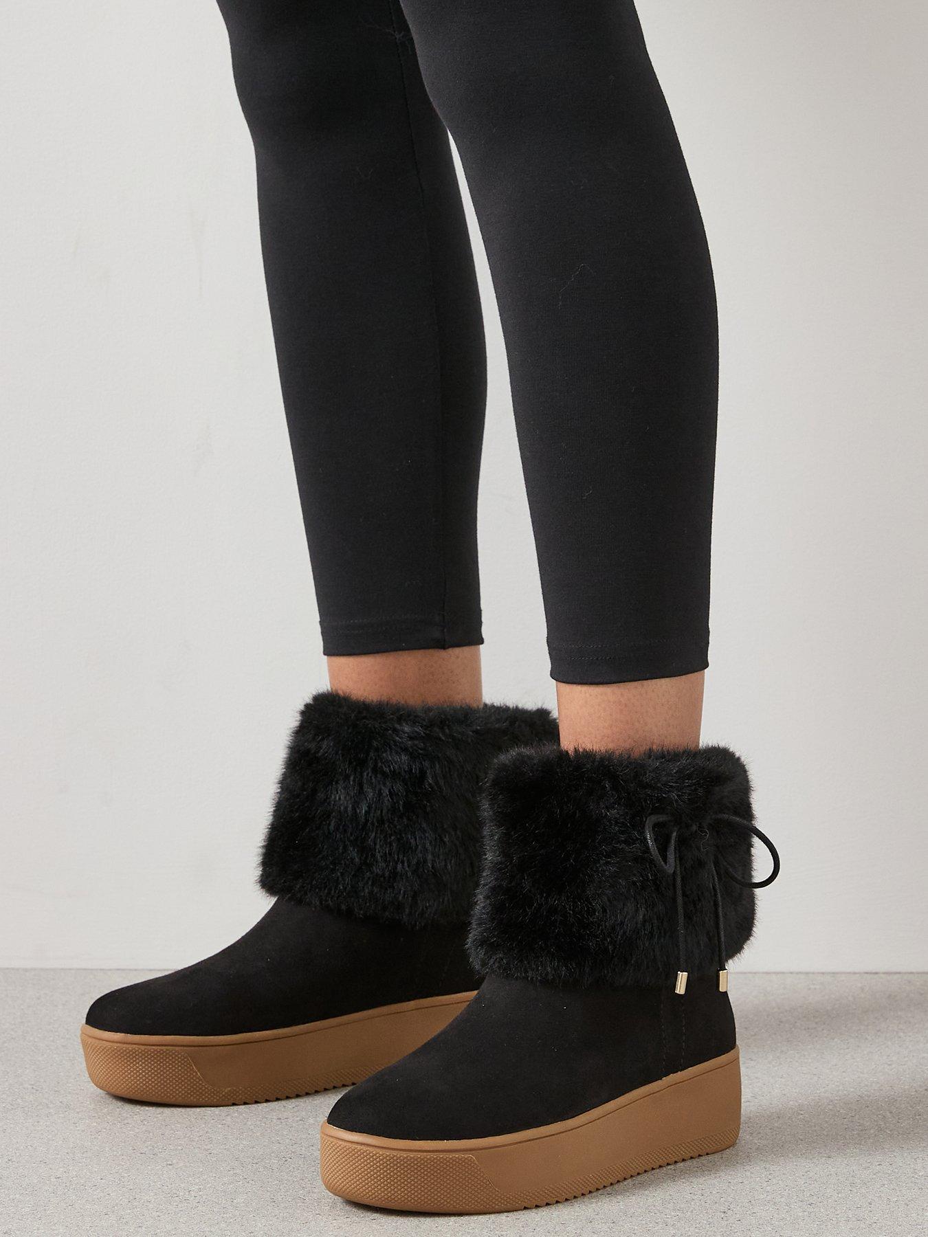 the-very-collection-fux-fur-trainer-ankle-boot-blackfront