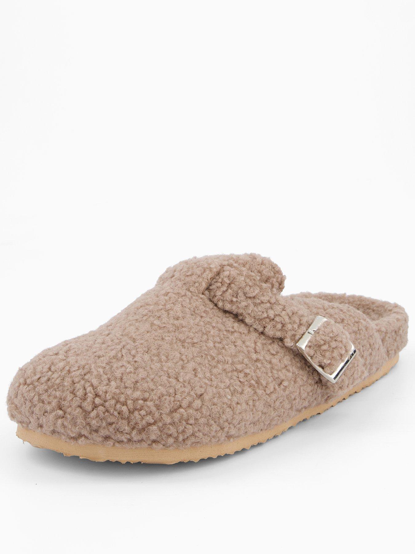 The Very Collection Faux Fur Lined Clog Slipper - Cream