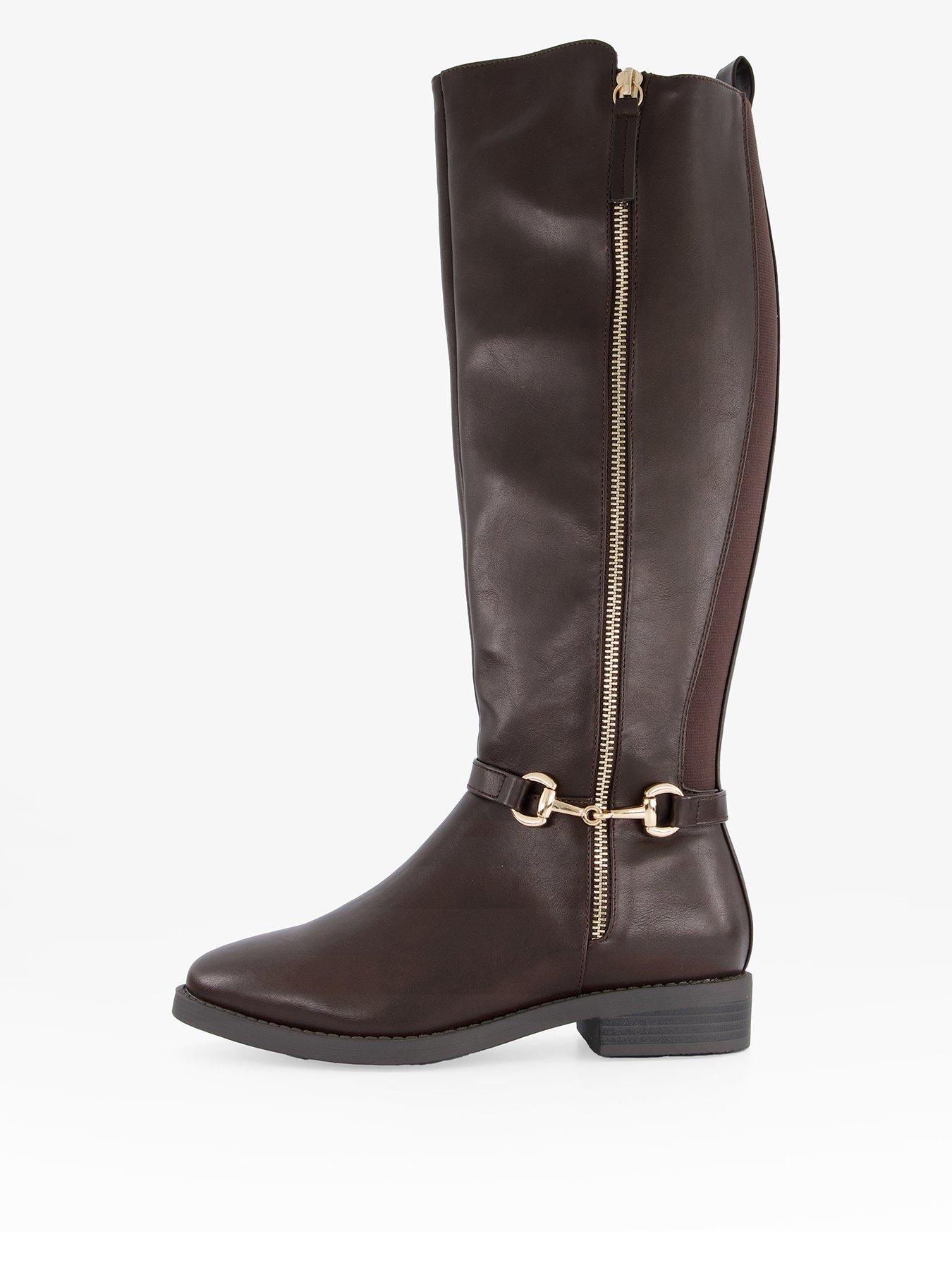 the-very-collection-extra-wide-fit-flat-boot-with-zipper-chocolate-brown