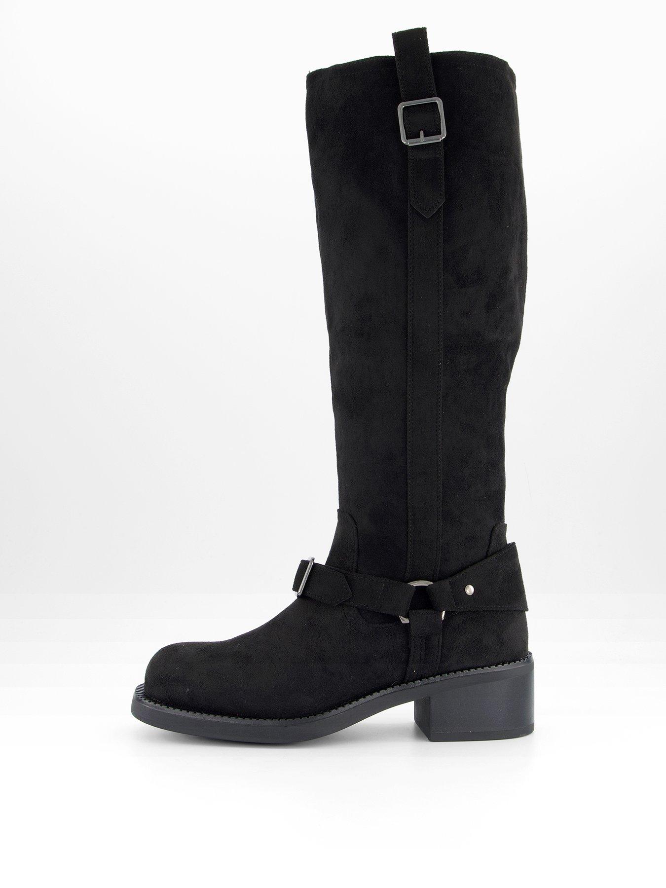 The Very Collection Wide Fit Biker Knee Boot - Black