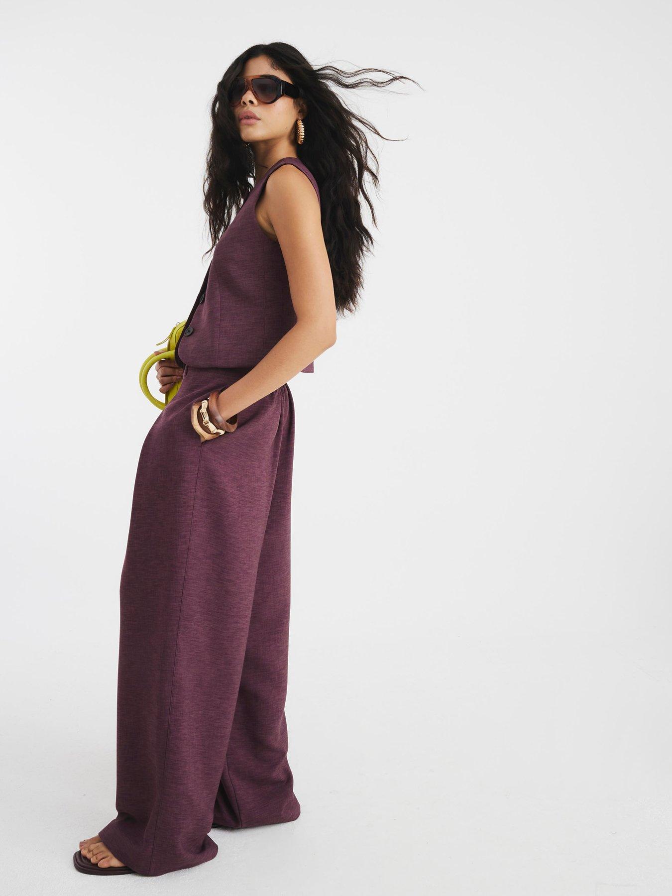 Image 3 of 4 of River Island Easy Wide Trouser - Purple