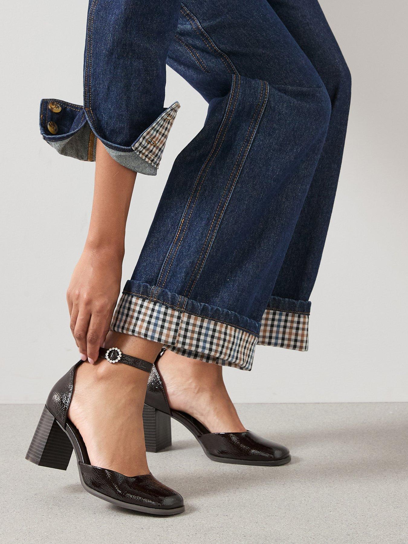 The Very Collection Diamante Block Heel Shoe - Dark Burgundy  