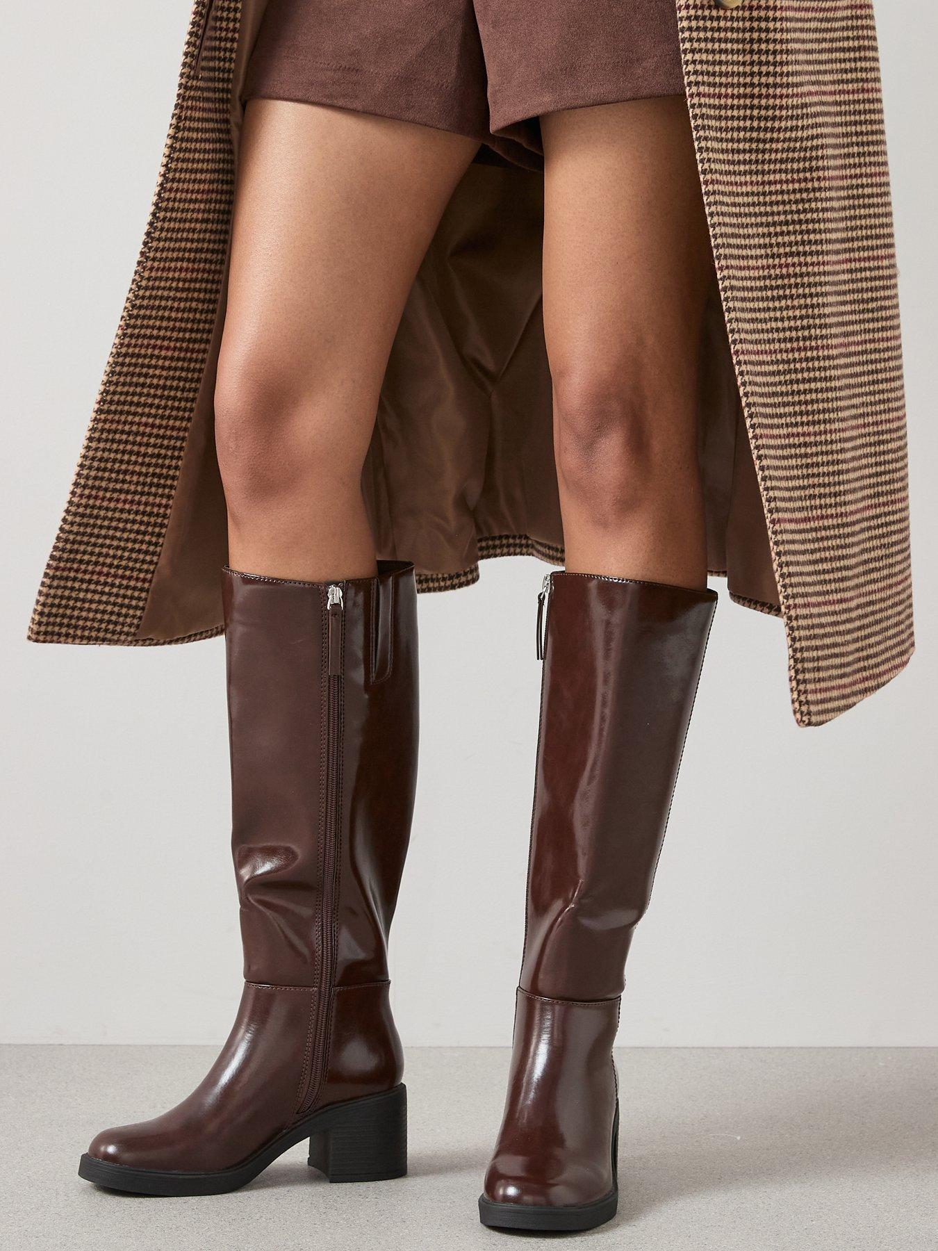 The Very Collection Block Heel Knee Boots - Brown