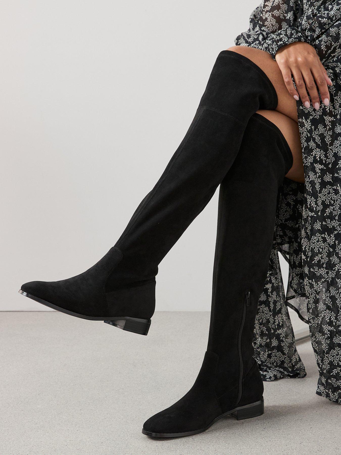 The Very Collection Over Knee Almond Toe Boot - Black
