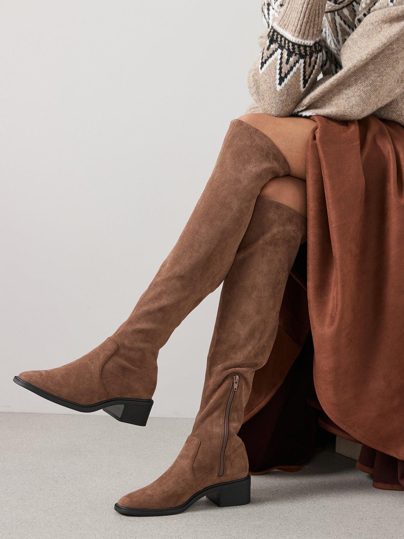 Image 1 of 6 of The Very Collection Flat Over Knee Boot - Dark Taupe