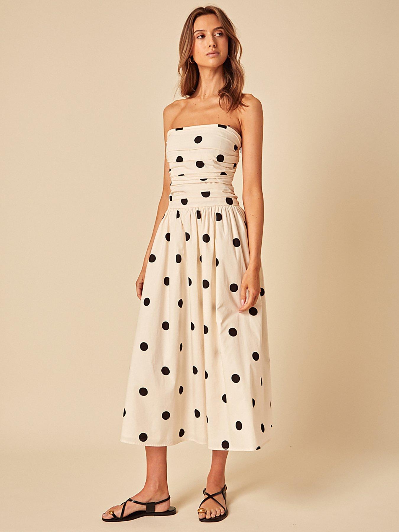 Nobodys Child Felicity Midi Dress Large Spot - White