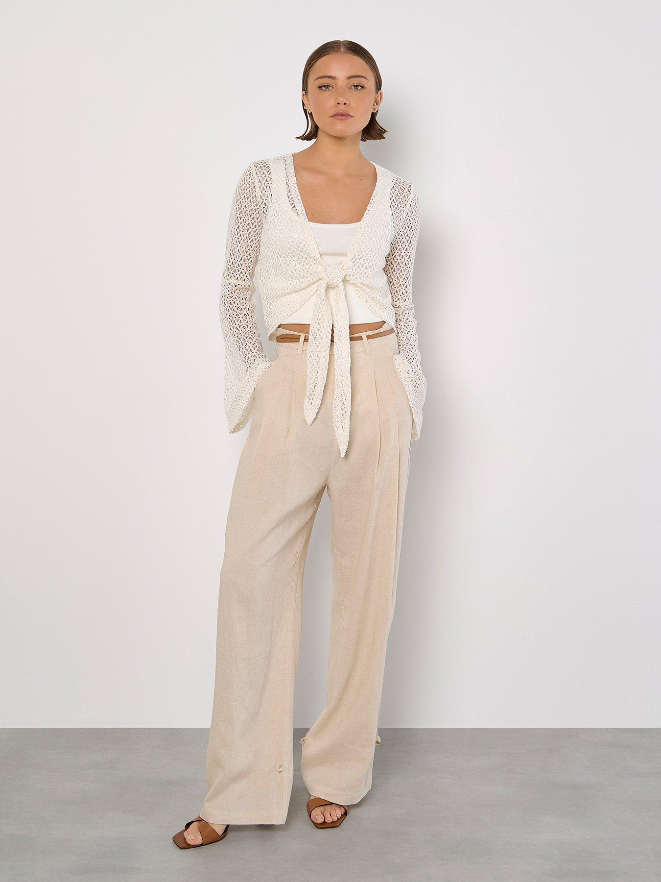 Image 3 of 5 of Apricot Crochet Mesh Bell Slv Cardigan