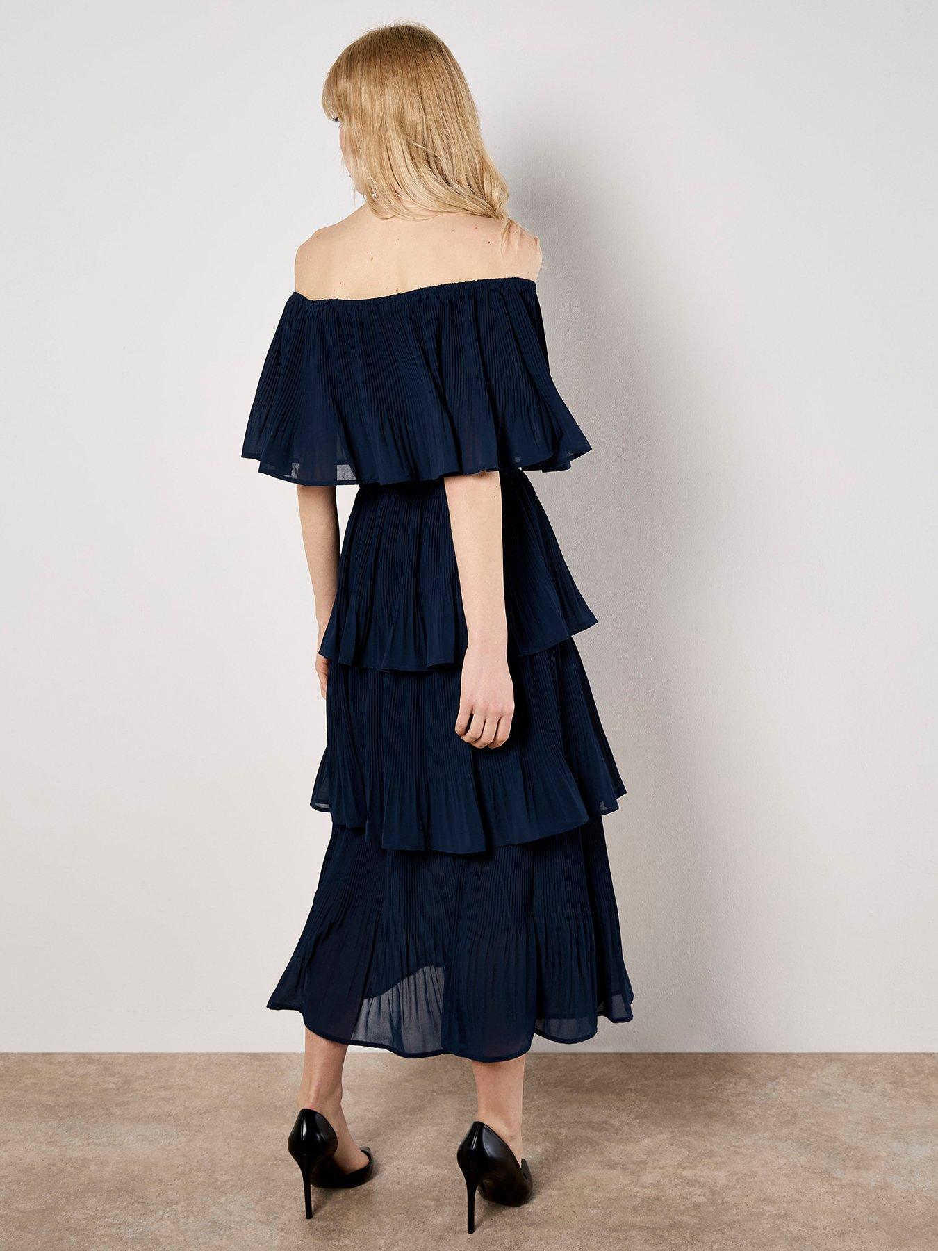Image 2 of 5 of Apricot Summer Plisse Bardot Midi Dress