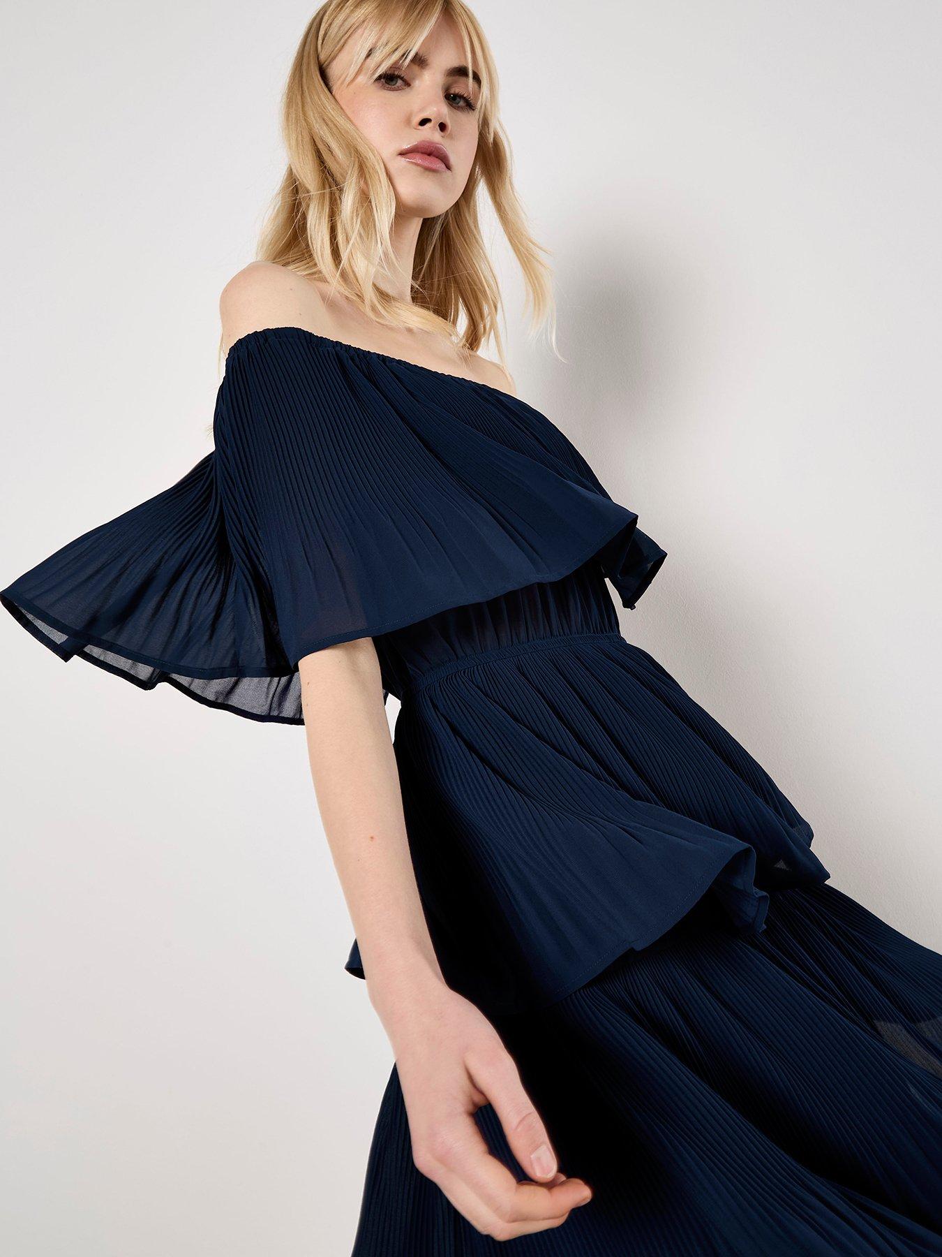 Image 3 of 5 of Apricot Summer Plisse Bardot Midi Dress