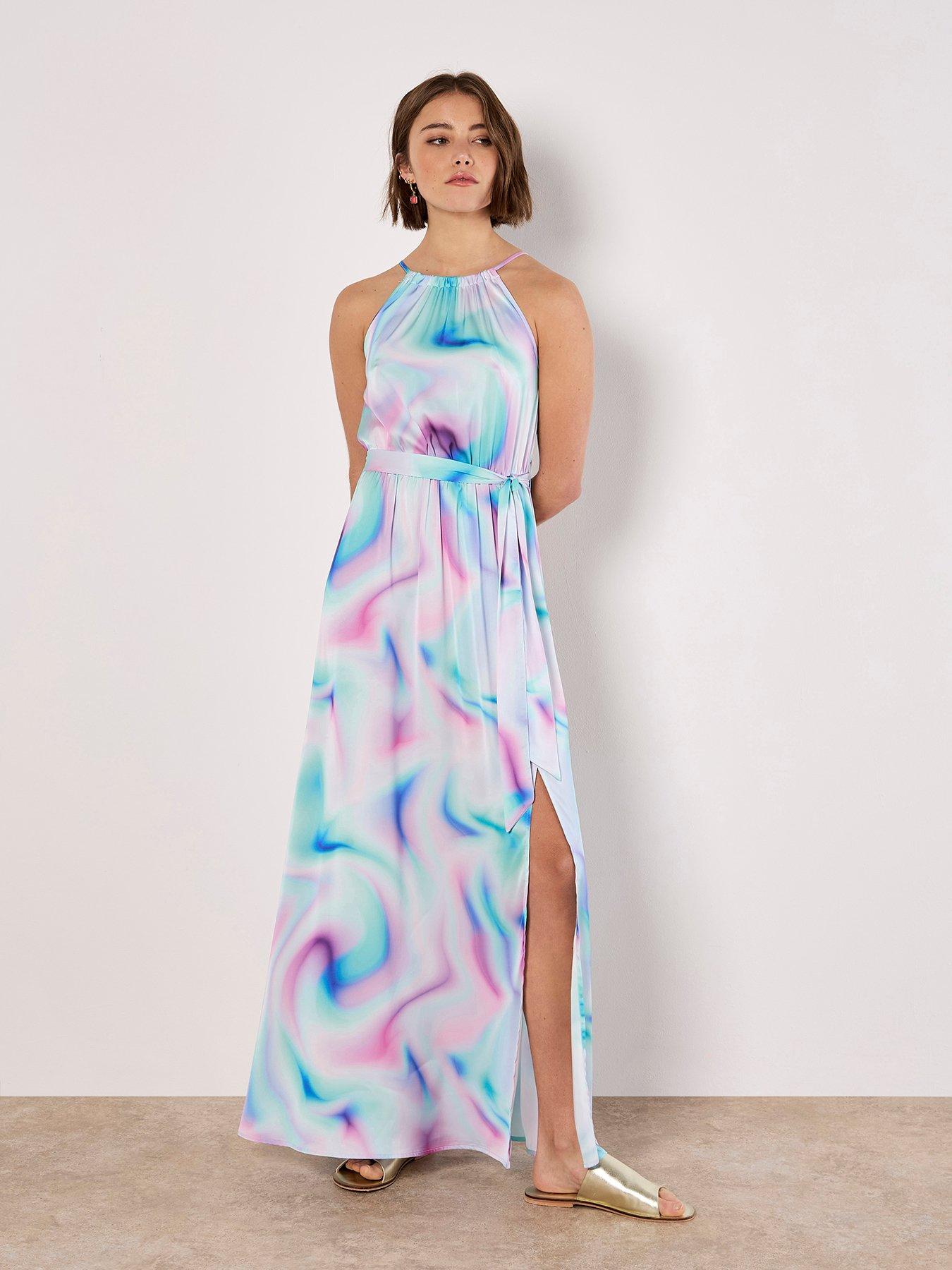 Image 1 of 6 of Apricot Gradient Glow Satin Dress