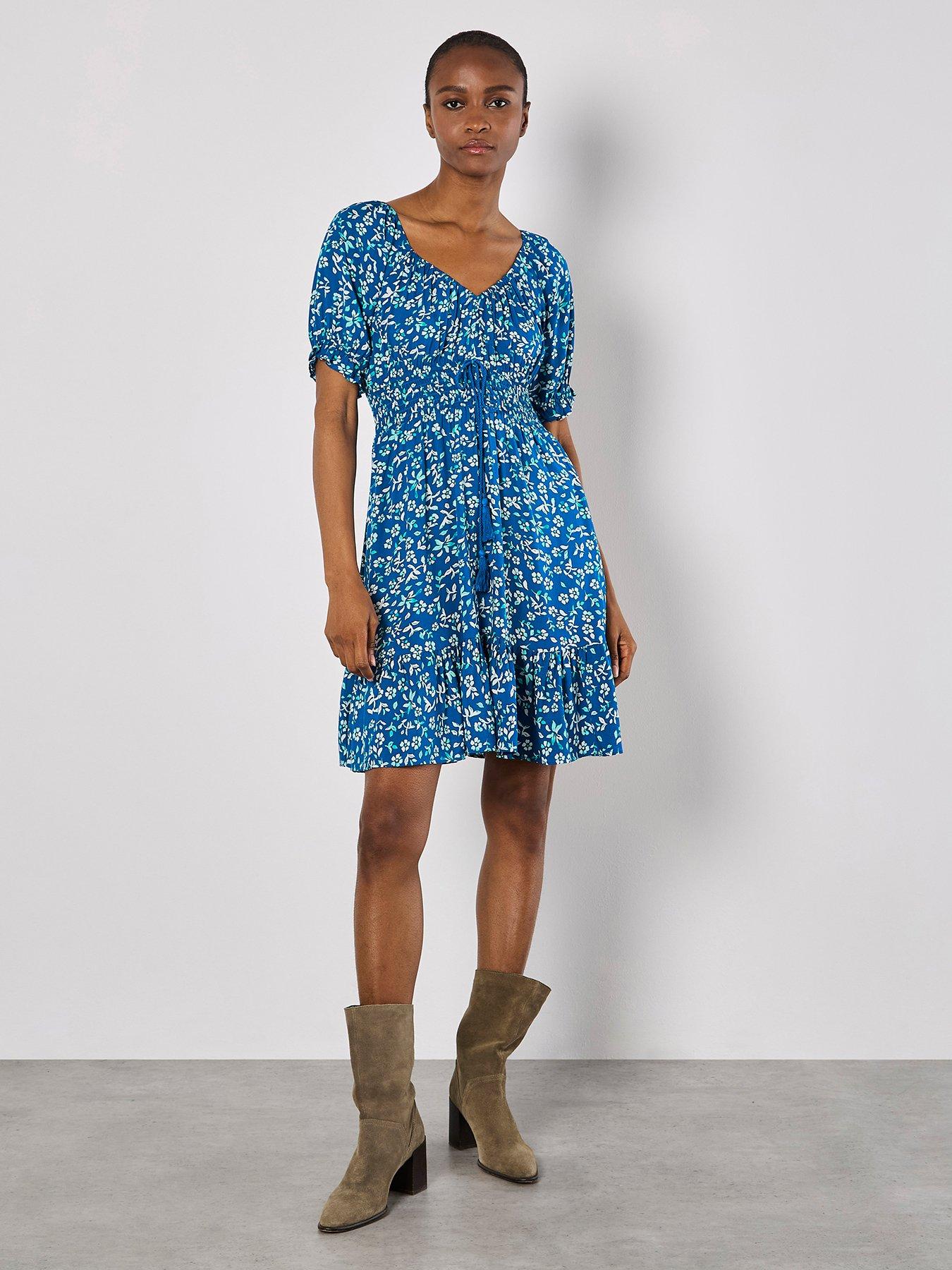 Image of Apricot Sarasa Mallow Flower Bardot Dress