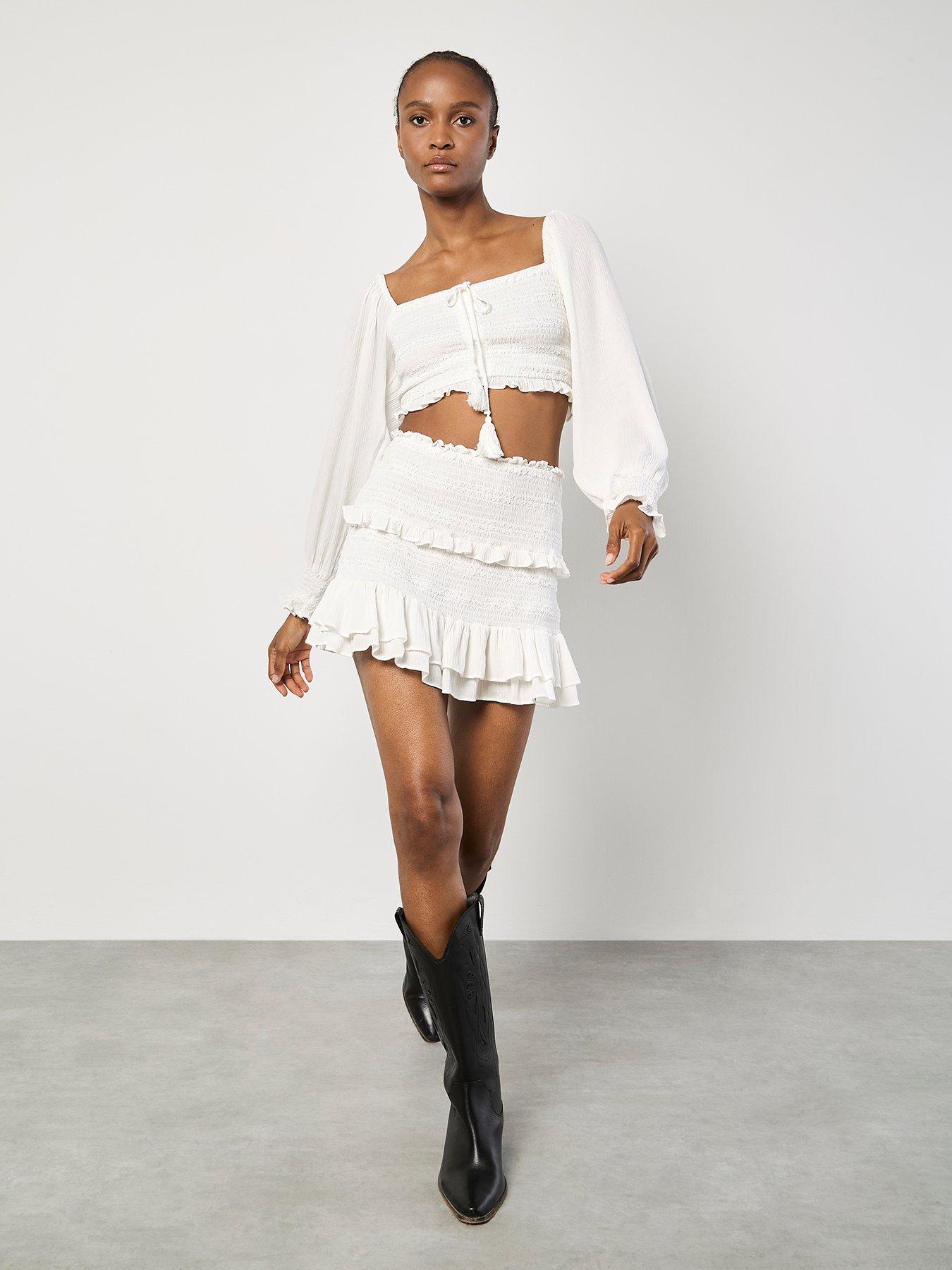apricot-smocked-ruffle-detail-skirt-whiteback