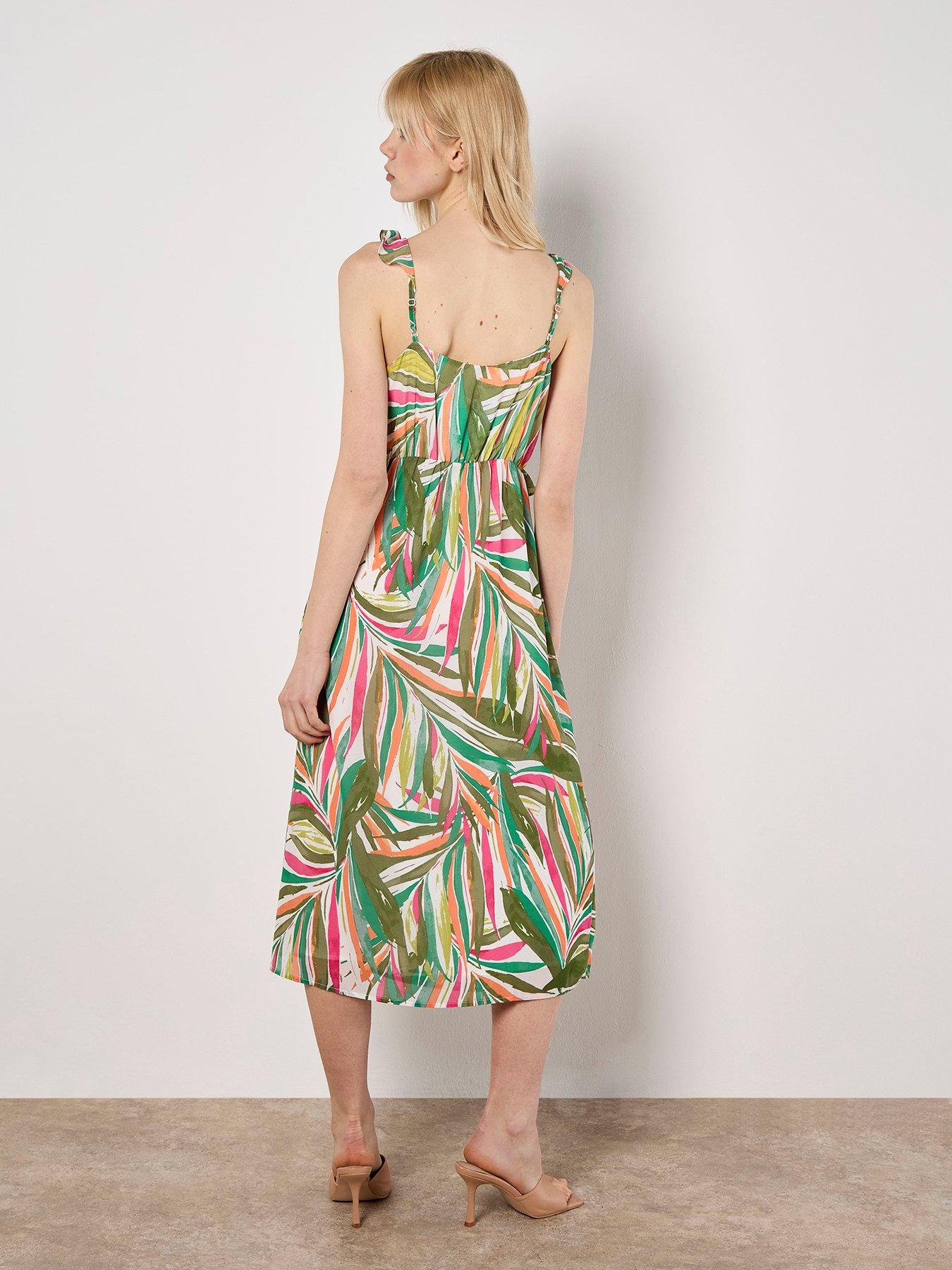 apricot-palm-print-ruffle-midi-dress-greenstillFront