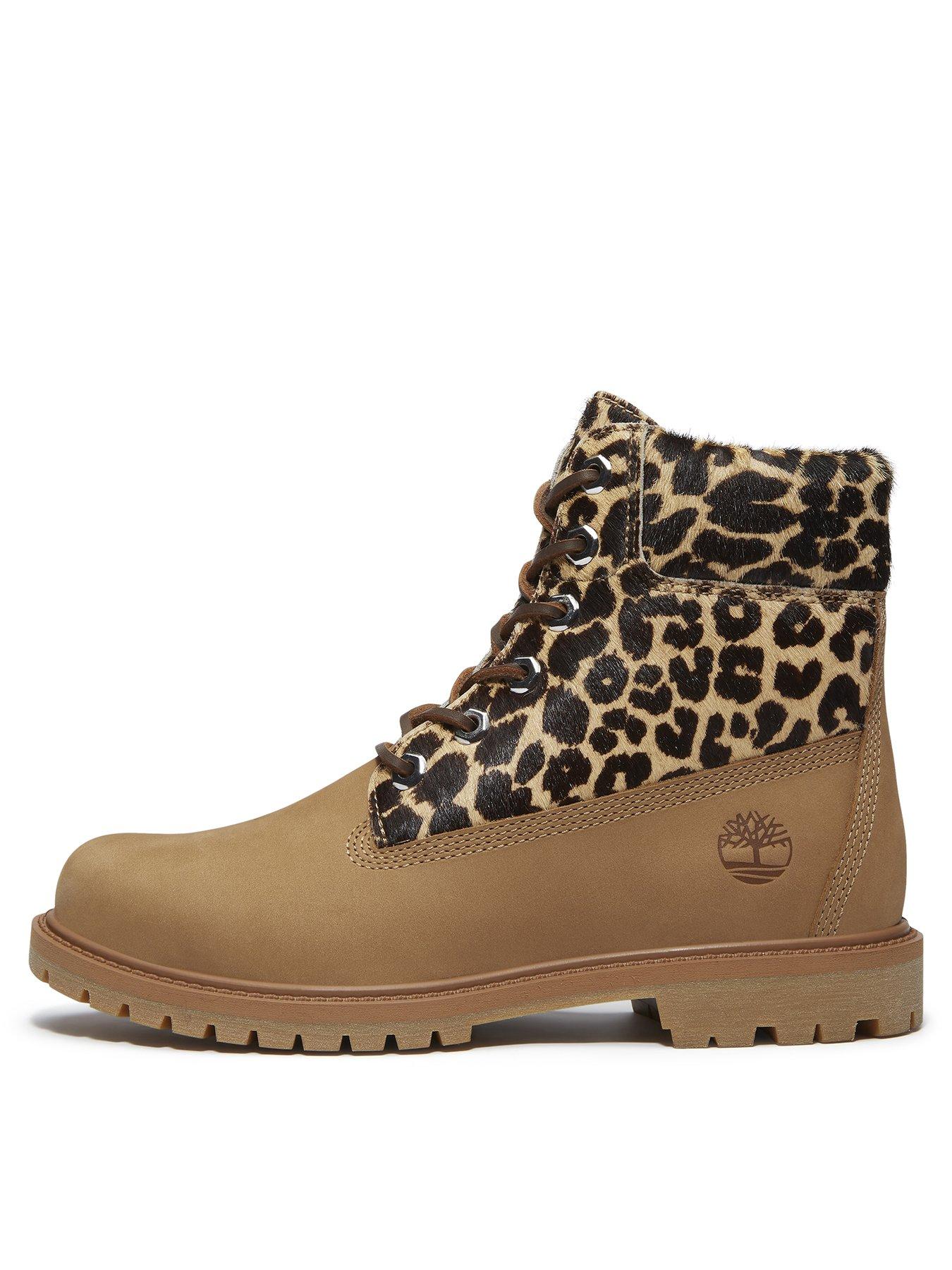 Timberland Premium 6 Inch Leopard Print Lace-up Boot - Beige