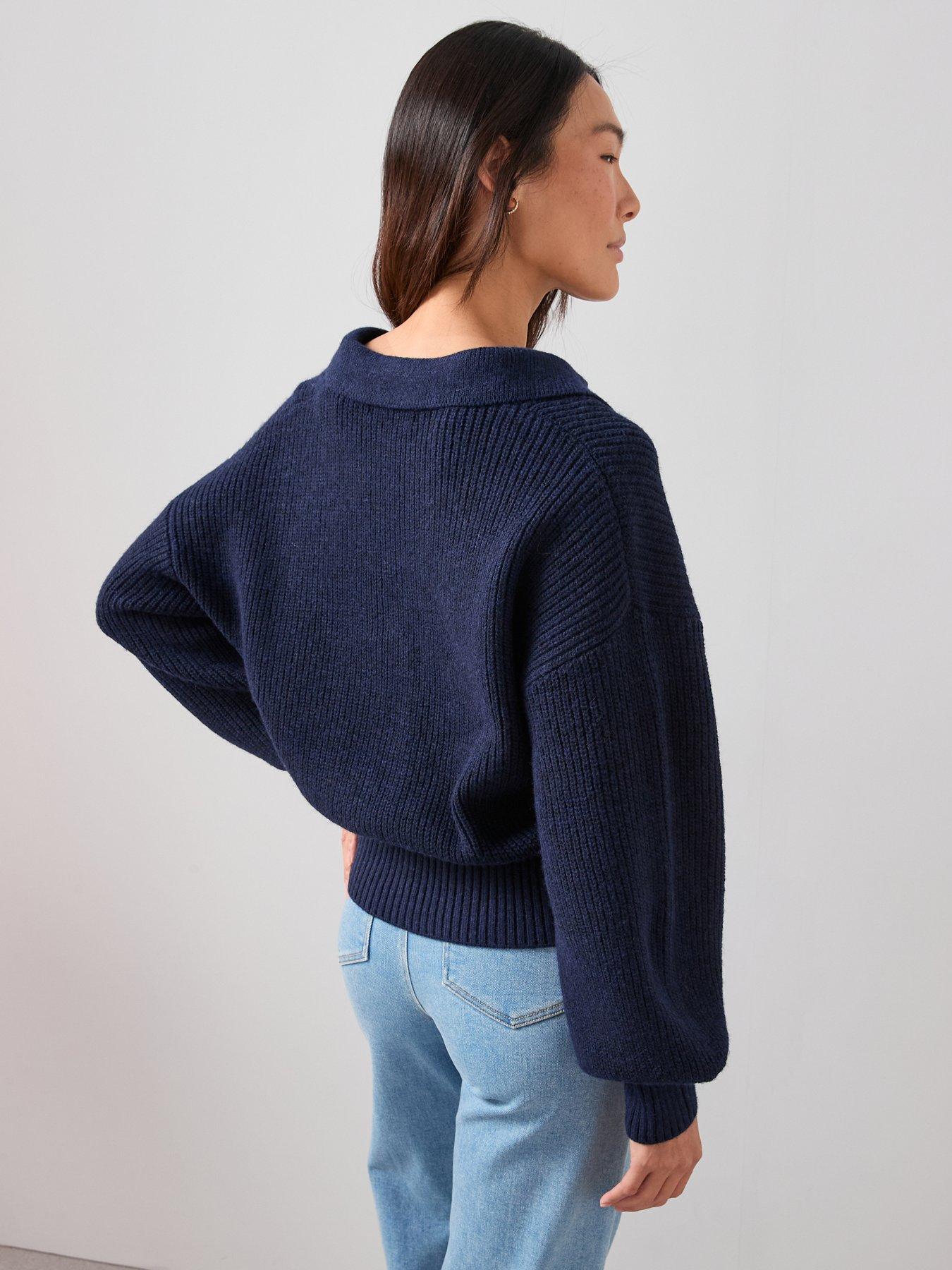 the-very-collection-timeless-yarn-collared-neck-jumper-navystillFront