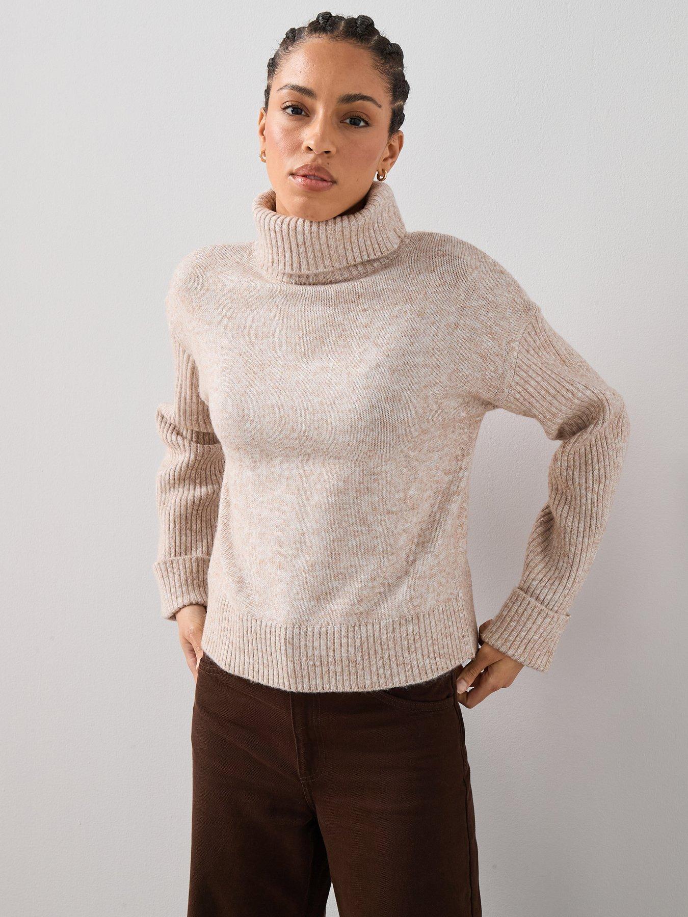 the-very-collection-timeless-yarn-roll-neck-turn-up-cuff-jumper-beigefront