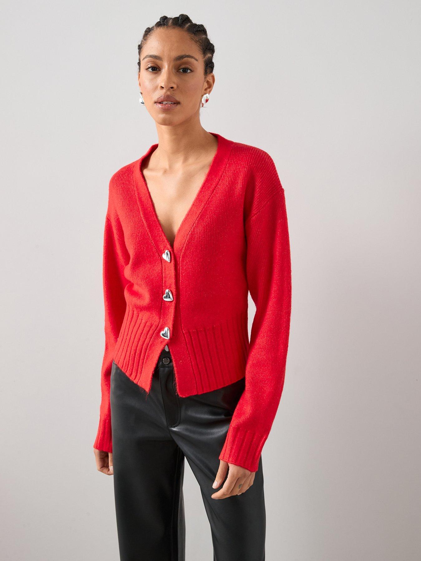 the-very-collection-style-yarn-cinched-waist-cardigan-with-wool-red