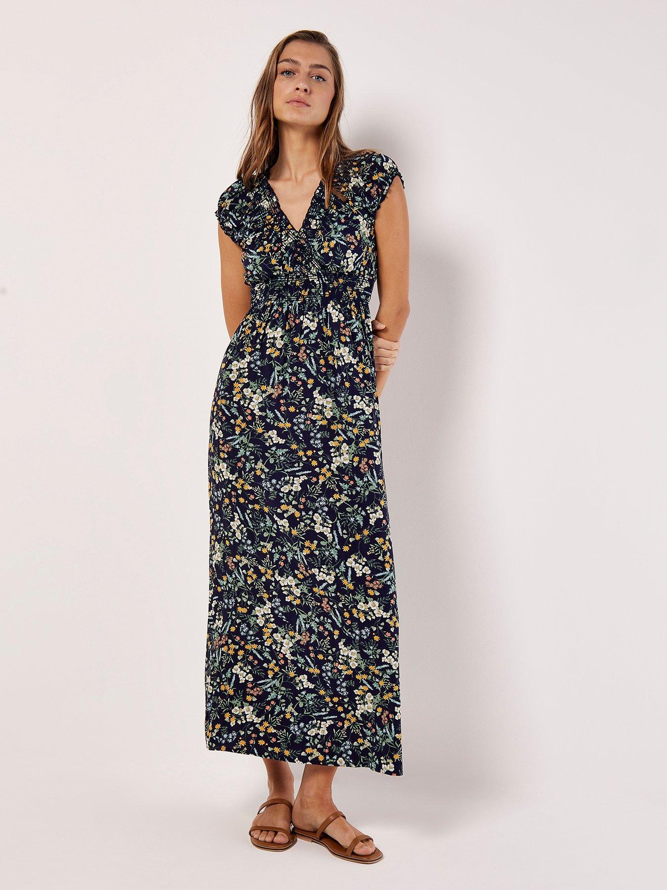 Image 3 of 4 of Apricot Botanical Ditsy V/nk Maxi Dress
