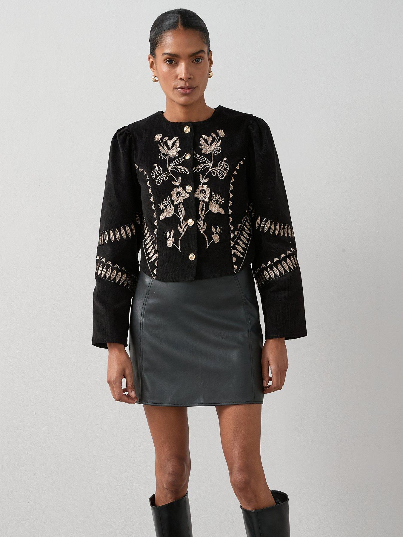 The Very Collection Embroidered Cord Jacket - Black