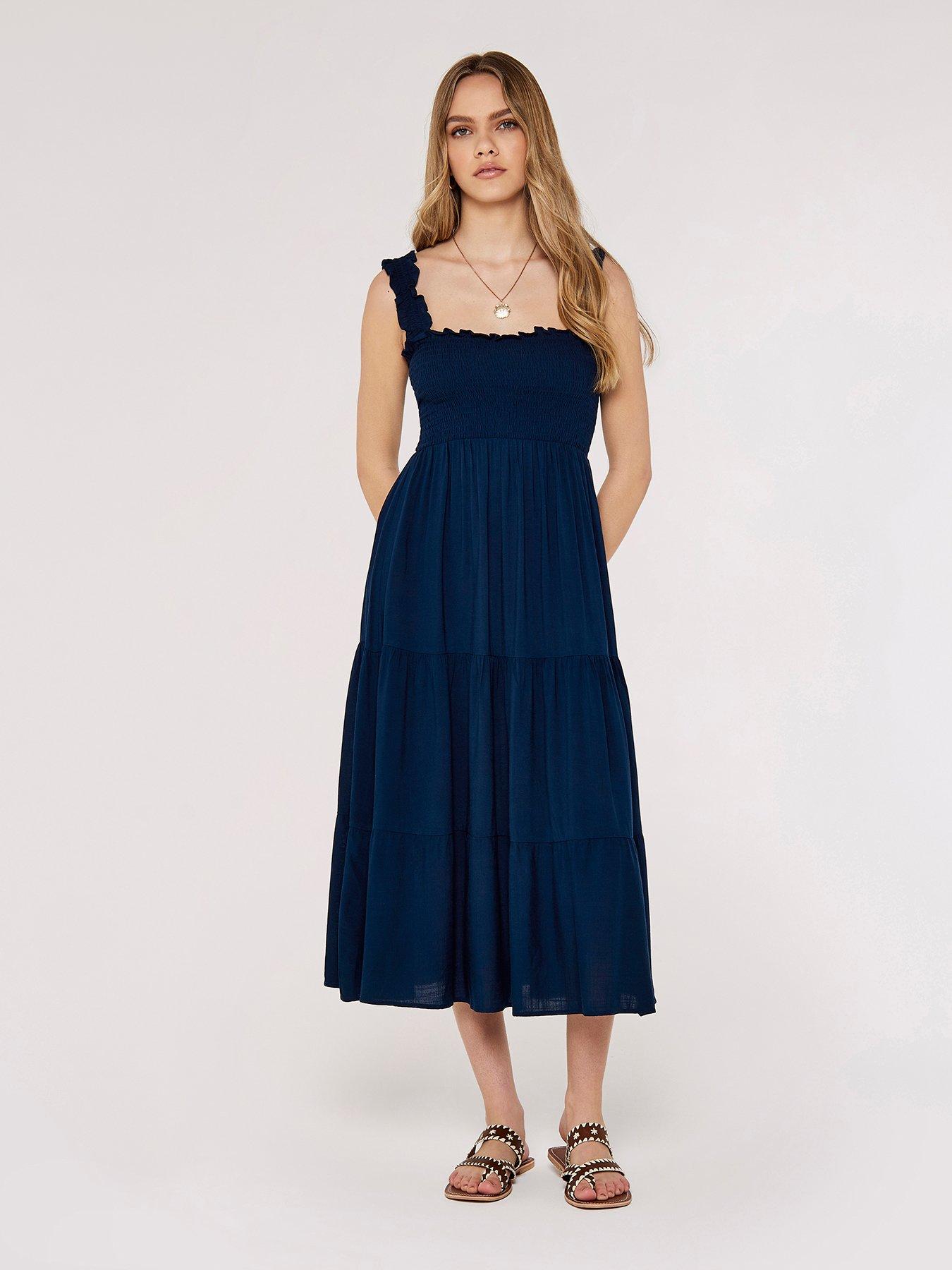 apricot-slub-viscose-smock-tiered-midi-dress-blueback
