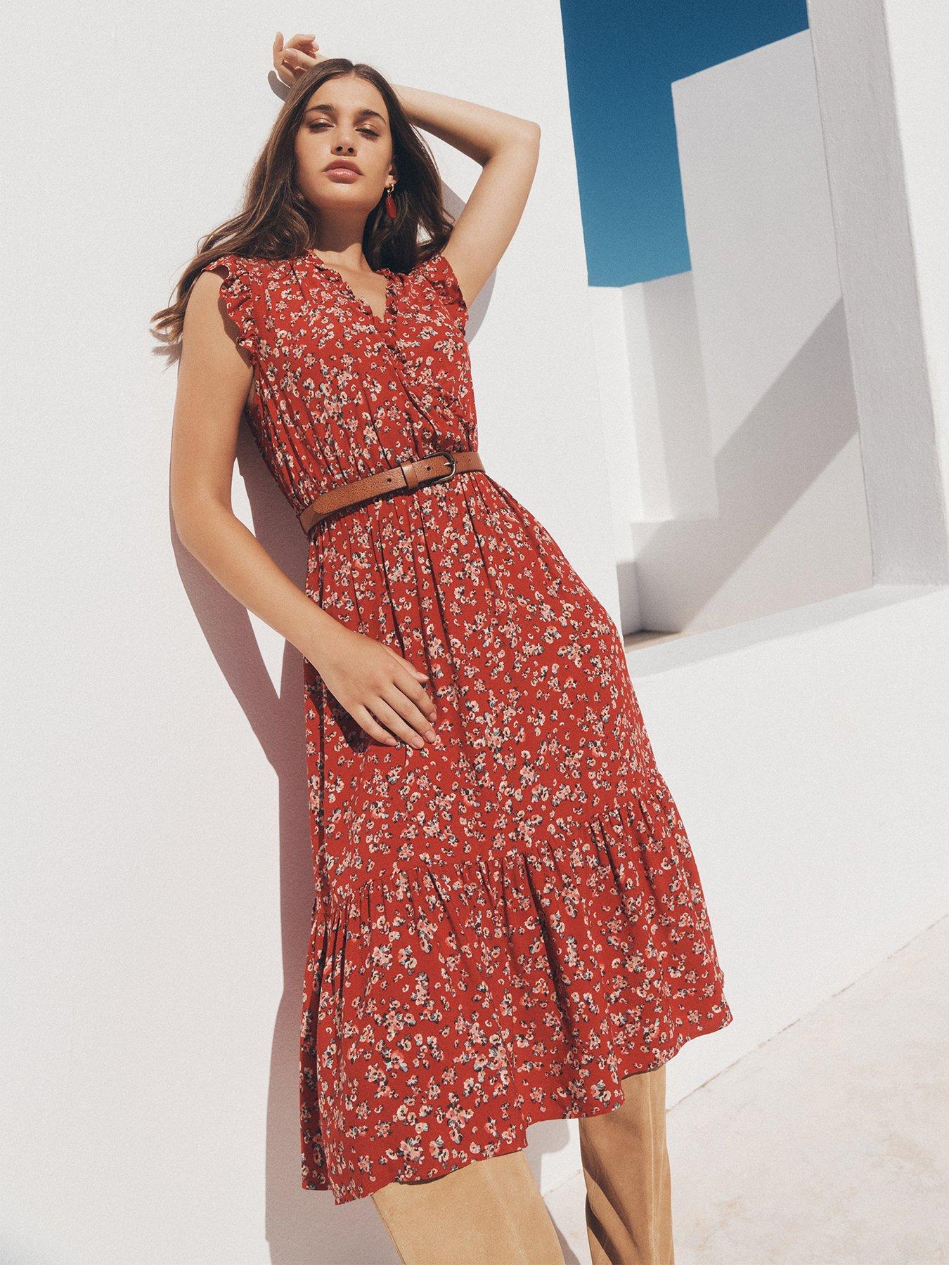 Image 5 of 5 of Apricot Watercolour Ditsy Frill Wrap Dress