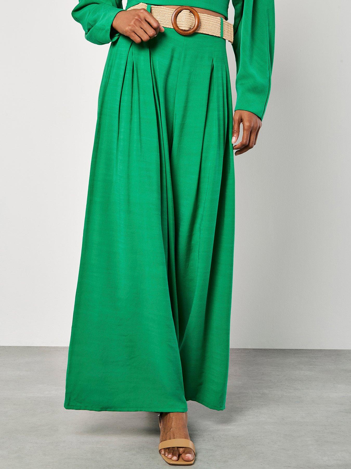 Image 1 of 4 of Apricot Apricot Pleated Belted Palazzo Trouser