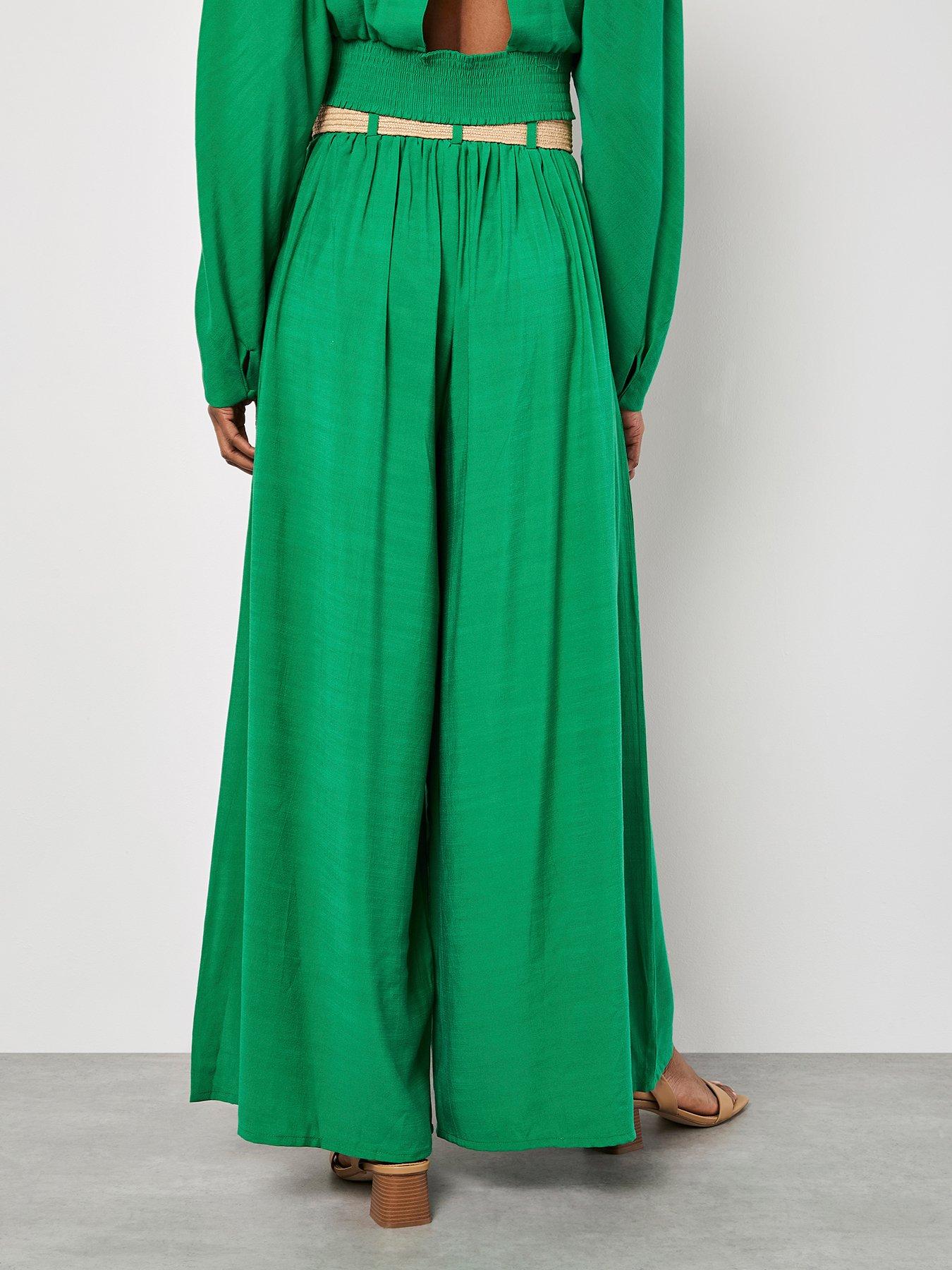 Image 2 of 4 of Apricot Apricot Pleated Belted Palazzo Trouser