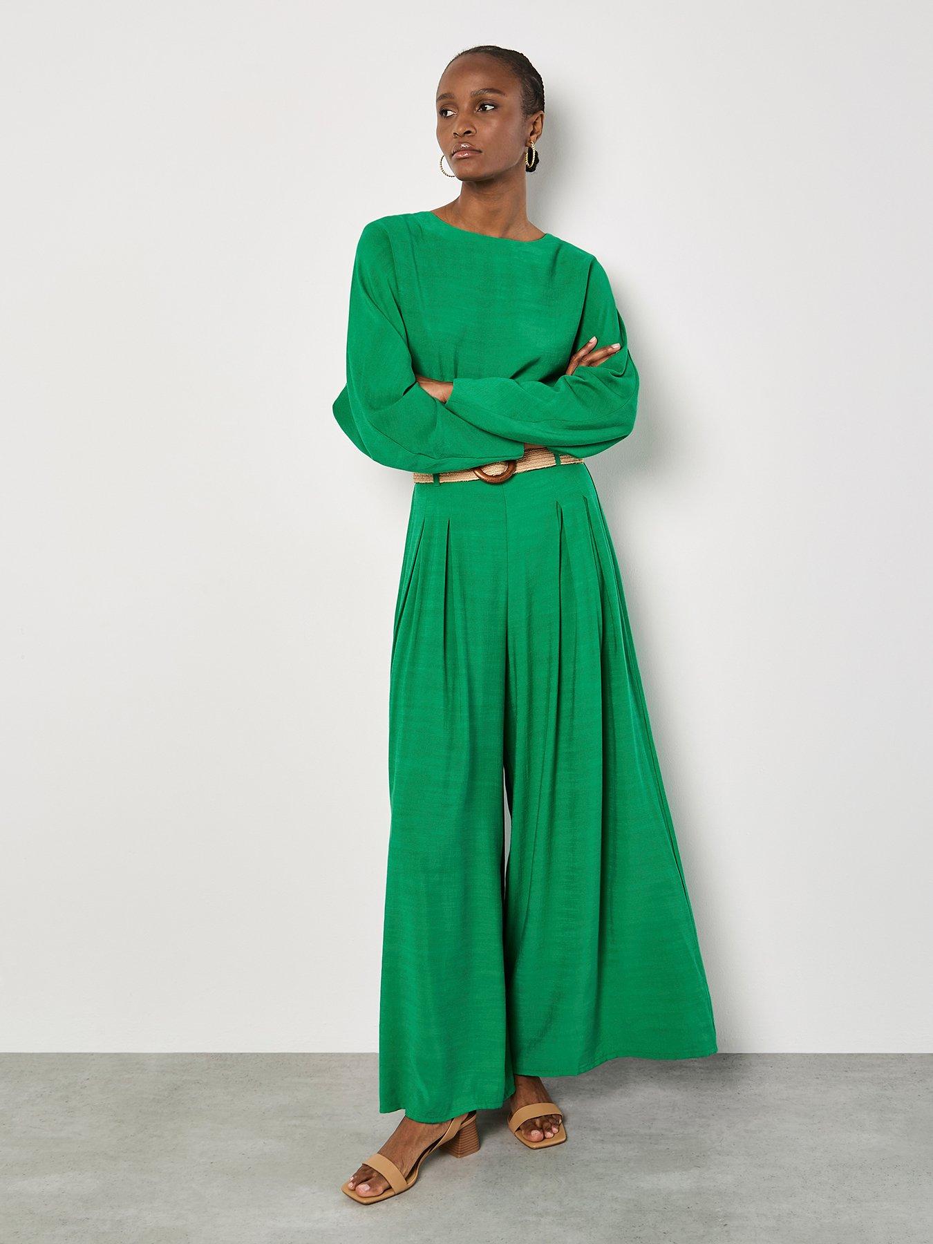 Image 3 of 4 of Apricot Apricot Pleated Belted Palazzo Trouser
