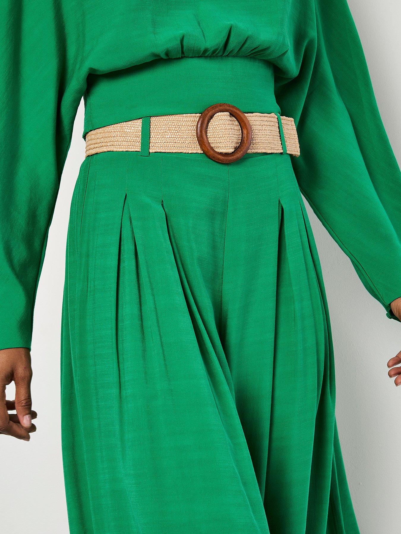 Image 4 of 4 of Apricot Apricot Pleated Belted Palazzo Trouser
