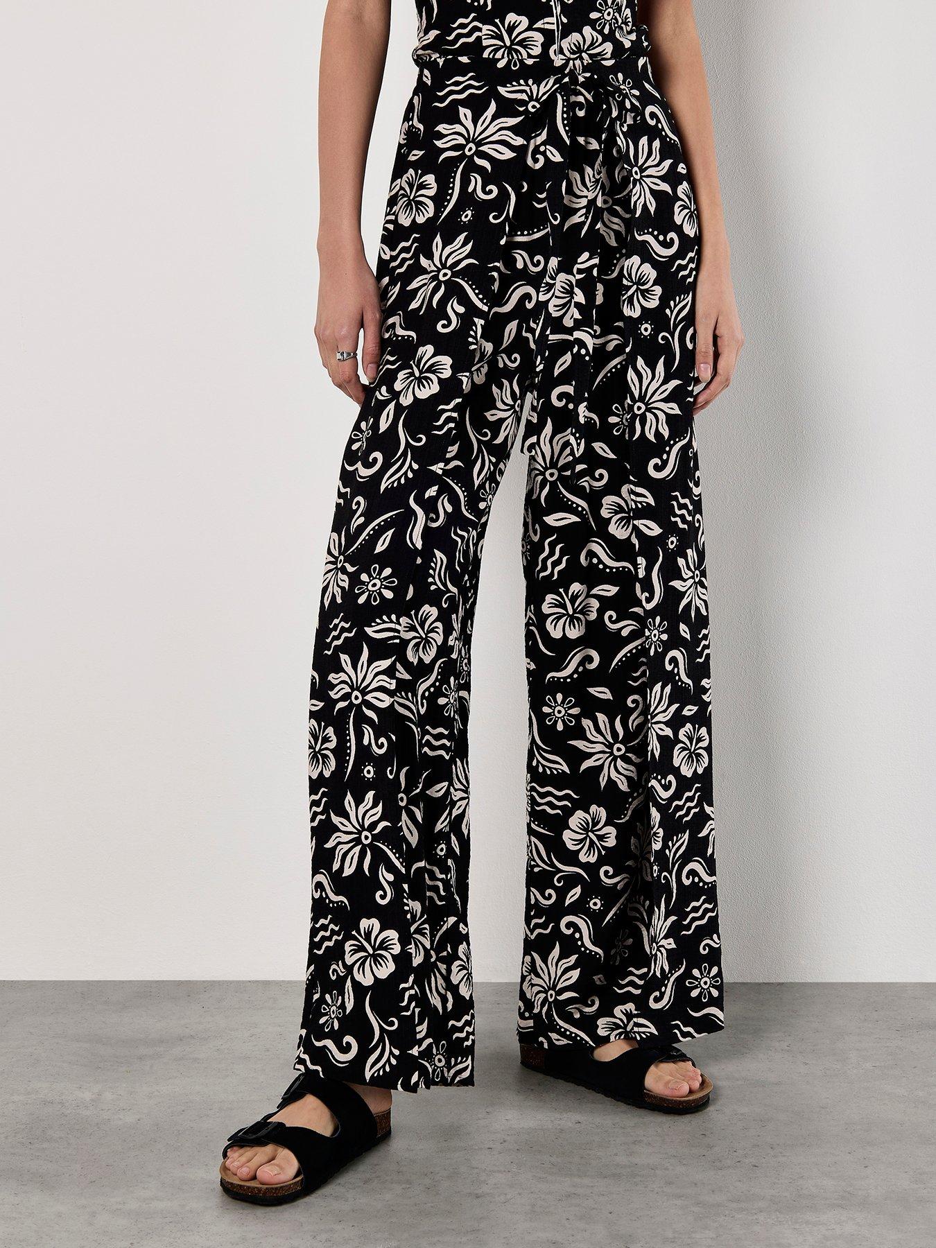 Image of Apricot Tropical Mono Wrap Trousers - Black