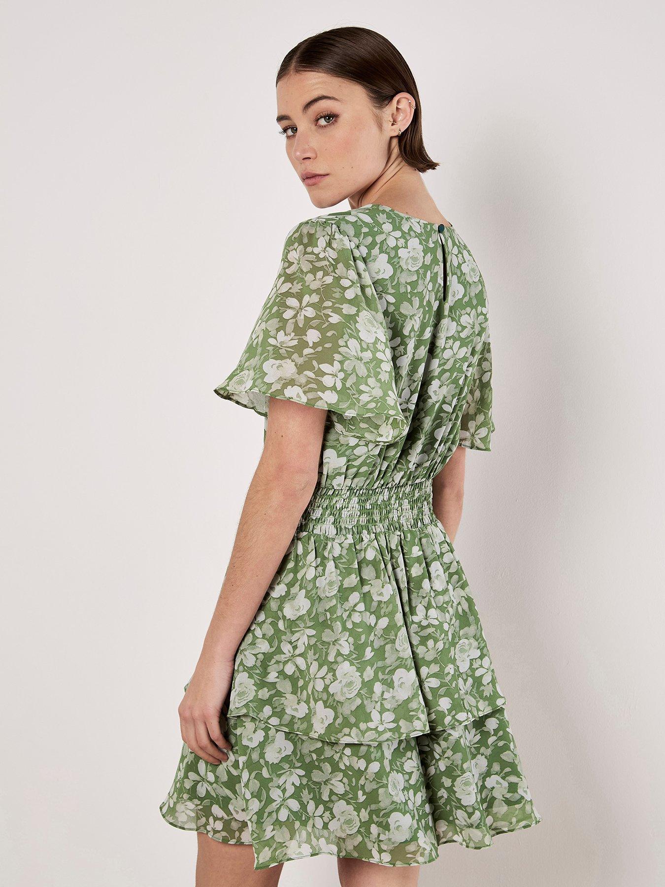 apricot-watercolour-rose-layered-mini-dress-greenstillFront