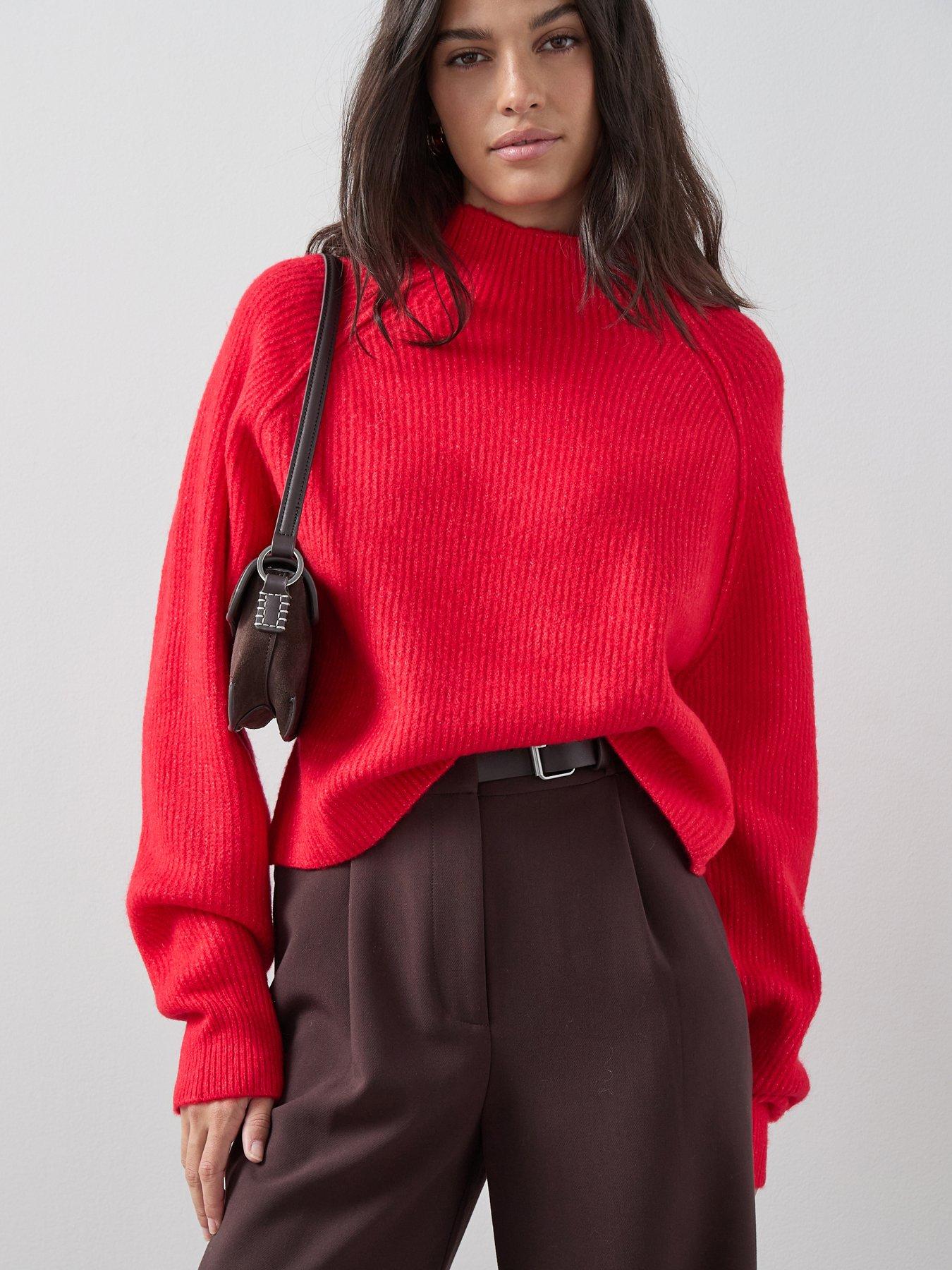 the-very-collection-style-yarn-seam-detail-funnel-neck-jumper-with-wool-red