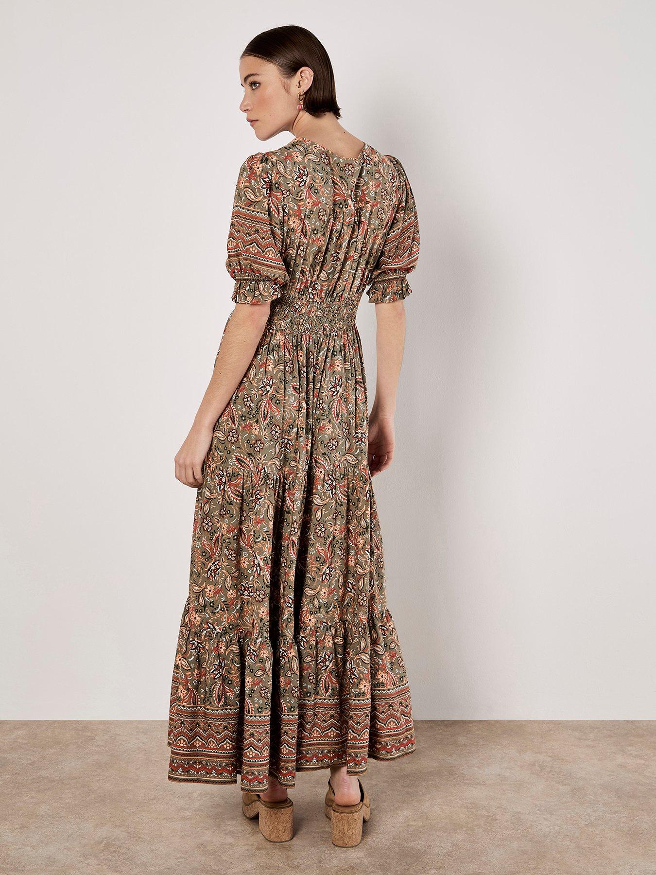 Image 2 of 6 of Apricot Sarasa Border Button Dress