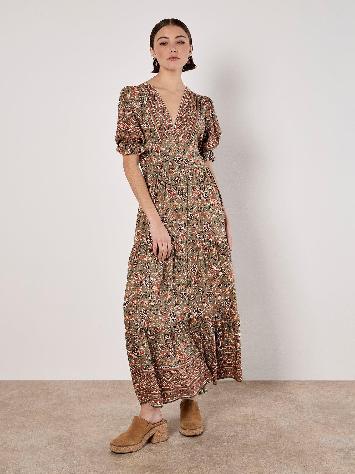 Image 5 of 6 of Apricot Sarasa Border Button Dress