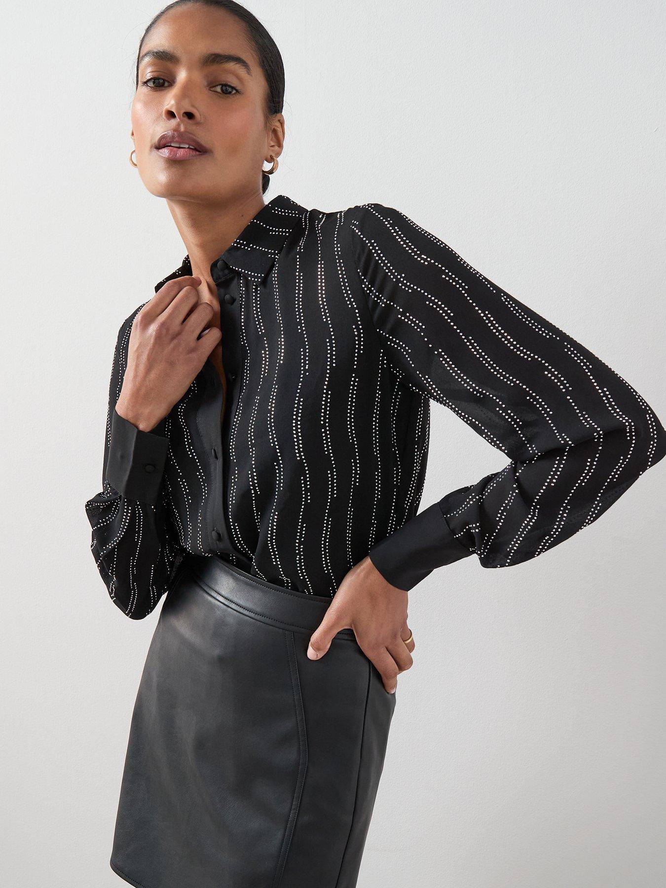 The Very Collection Embellished Detail Longline Button Up Shirt - Black