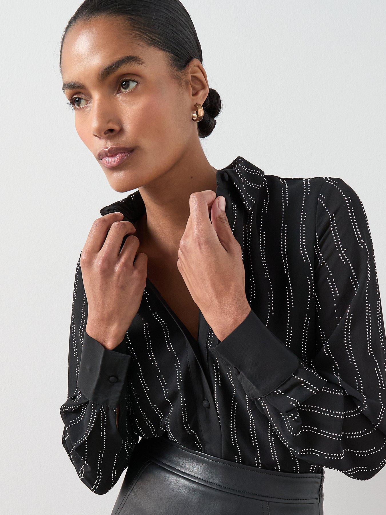 the-very-collection-embellished-detail-longline-button-up-shirt-blackoutfit