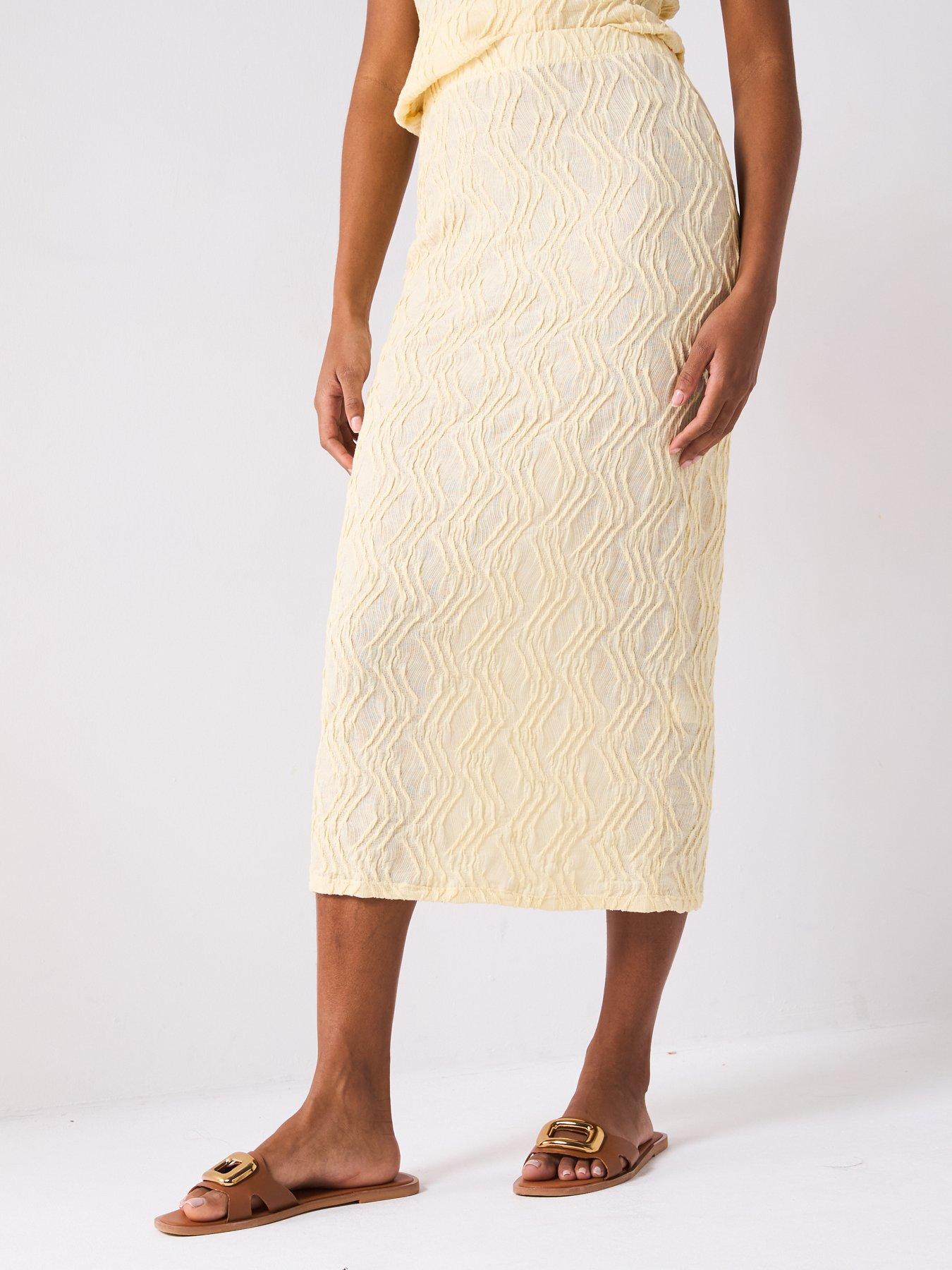 V by Very Textured Midaxi Skirt Co-Ord - Yellow