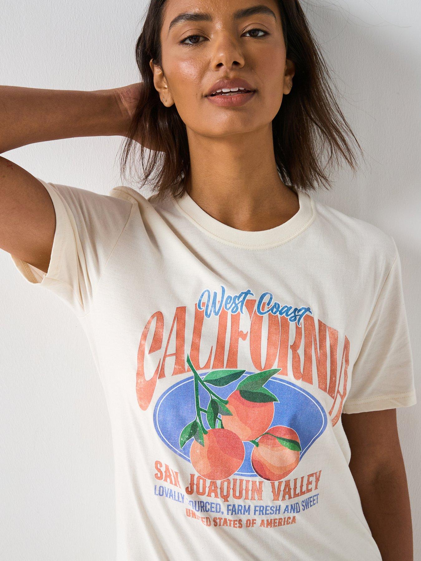 V by Very Oversized Oranges Graphic Tee - White