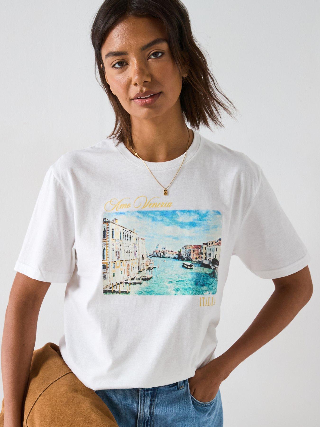 V by Very Oversized Postcard Tee - White