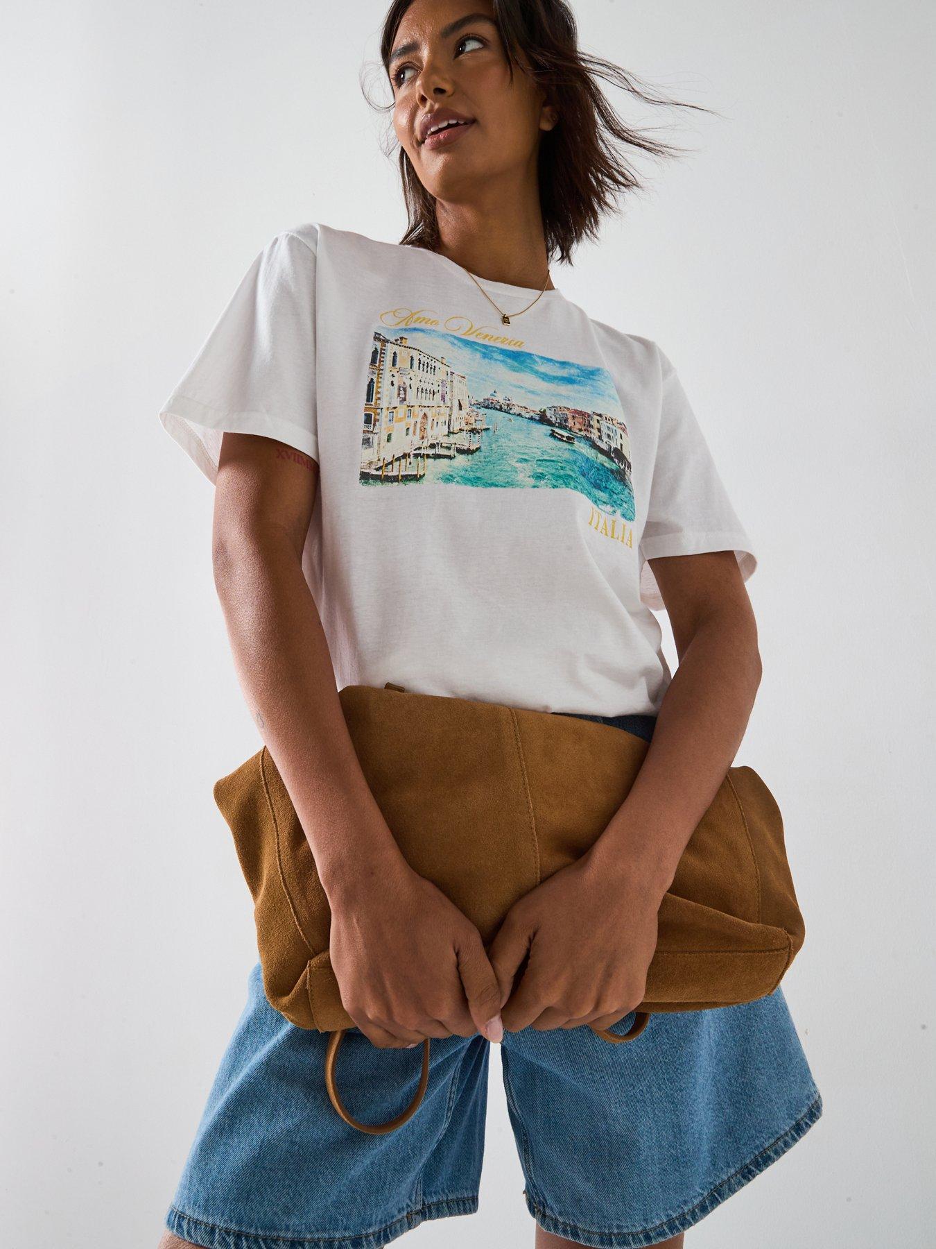 Image 4 of 5 of V by Very Oversized Postcard Tee - White