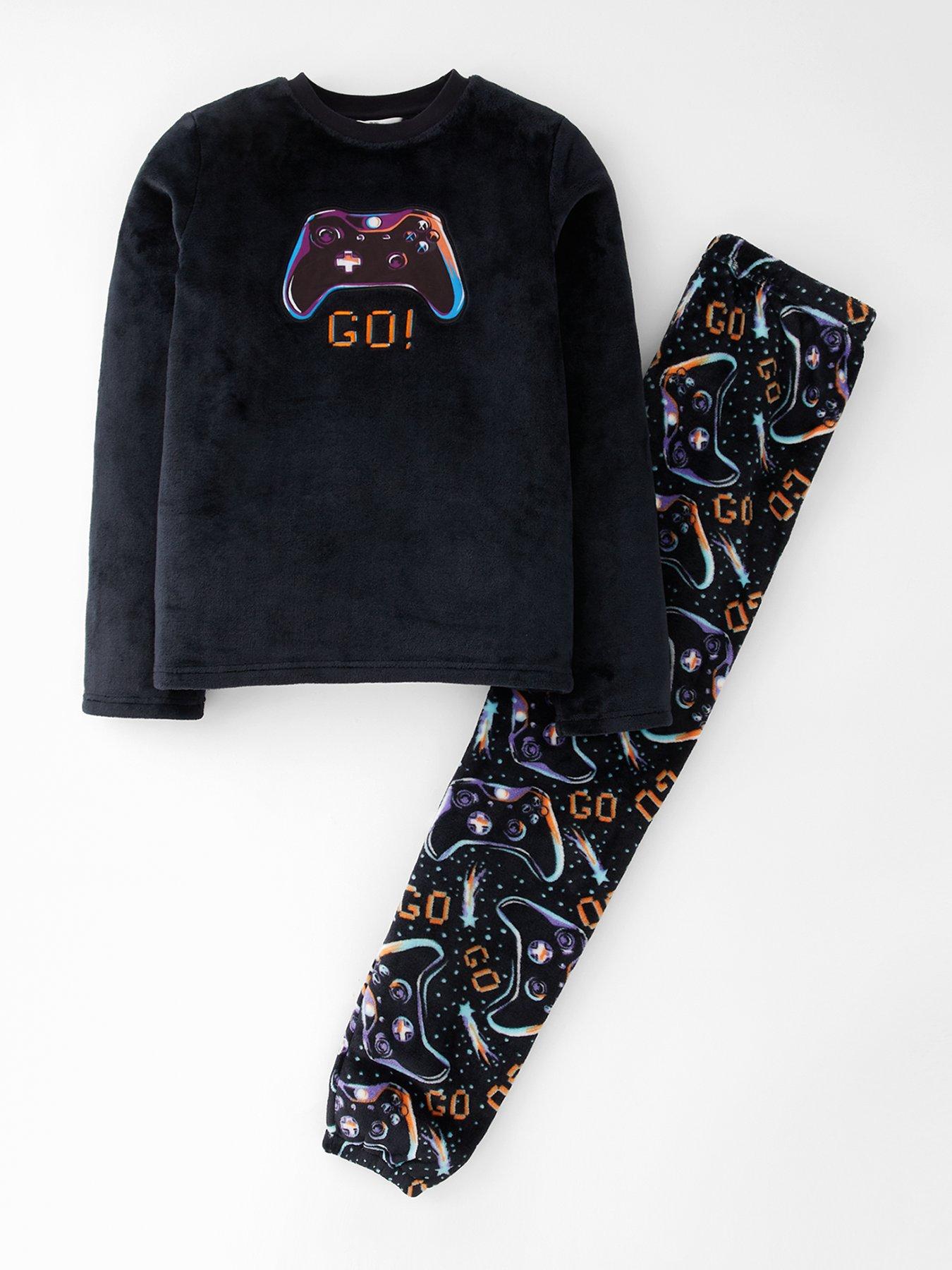 the-very-collection-boys-fleece-gaming-pyjamas-black