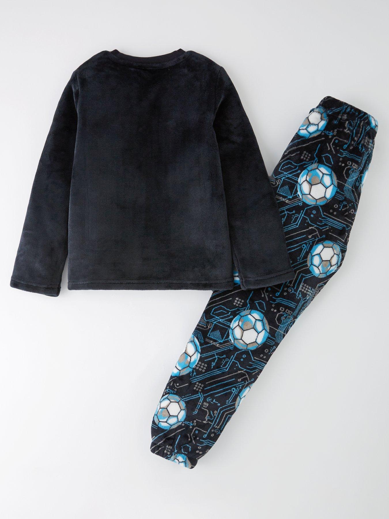 Image 2 of 4 of The Very Collection Boys Fleece Football Pyjamas - Black