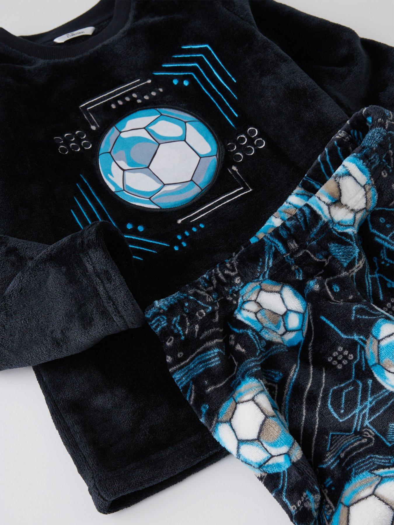Image 3 of 4 of The Very Collection Boys Fleece Football Pyjamas - Black