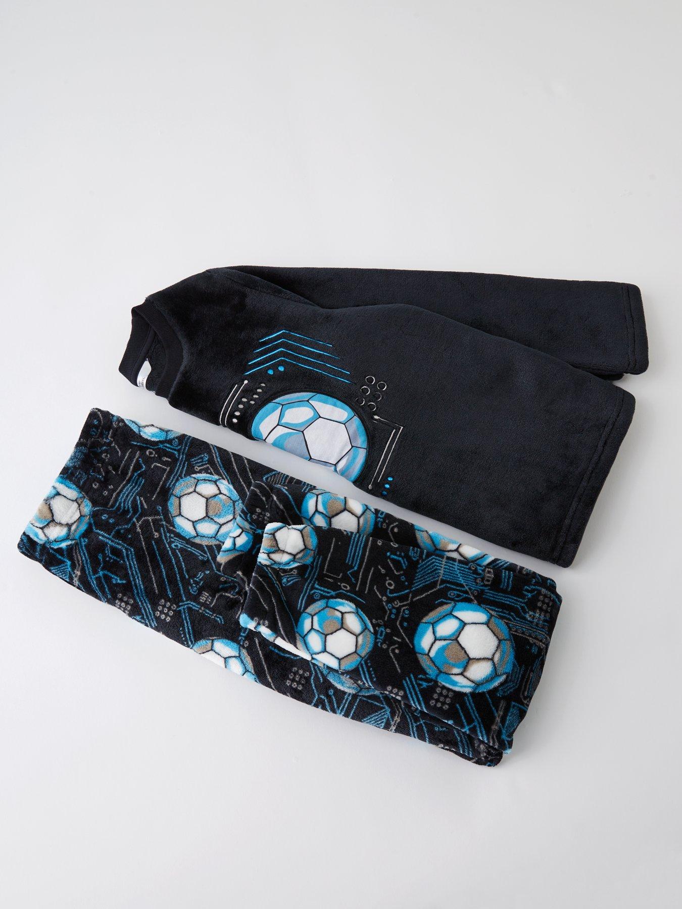 Image 4 of 4 of The Very Collection Boys Fleece Football Pyjamas - Black