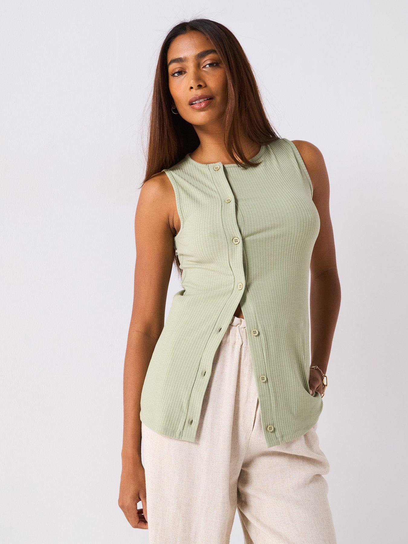 v-by-very-asymmetric-button-up-top-greendetail