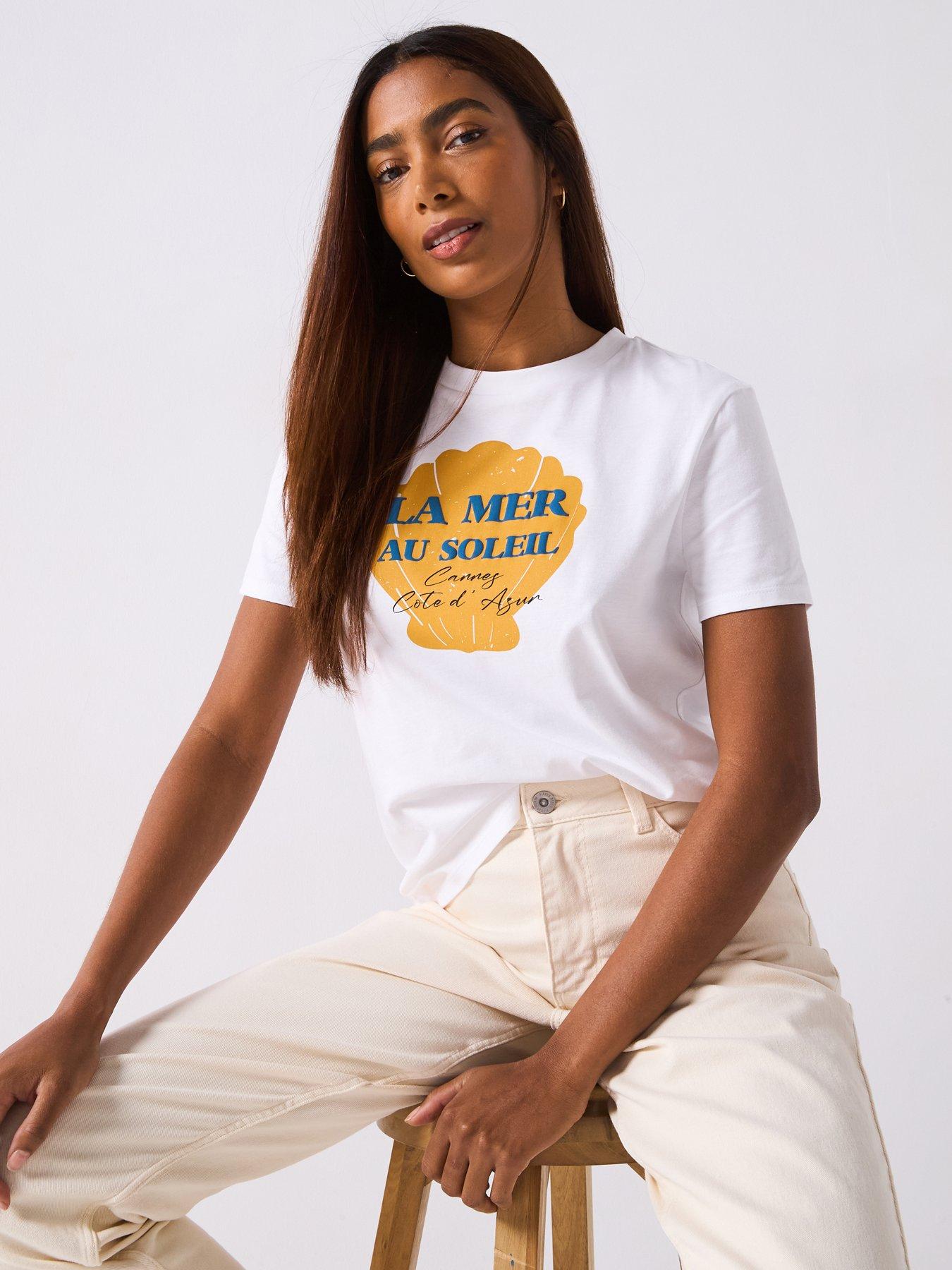 V by Very La Mer Shell Graphic T-Shirt - White