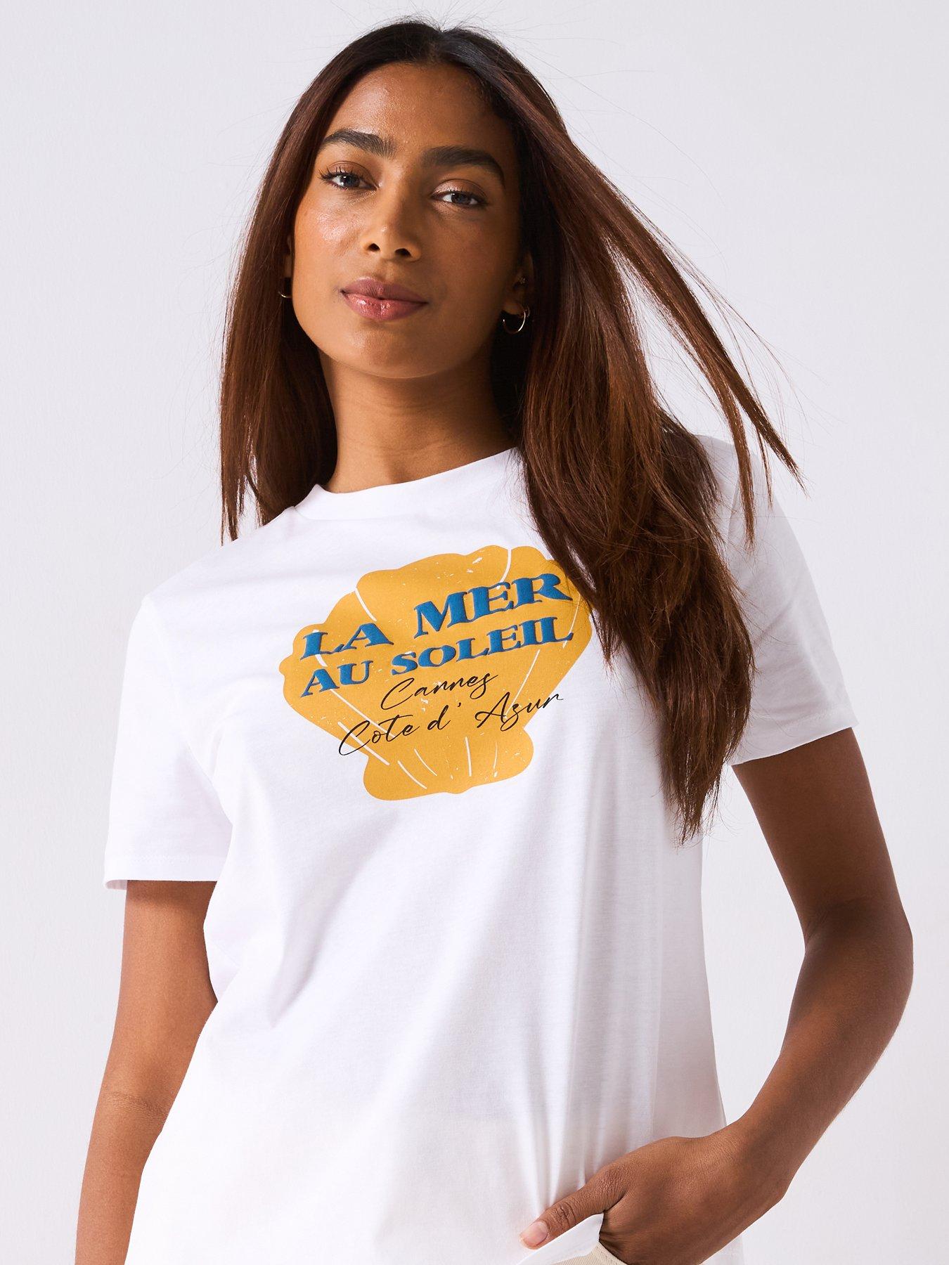 Image 4 of 6 of V by Very La Mer Shell Graphic T-Shirt - White