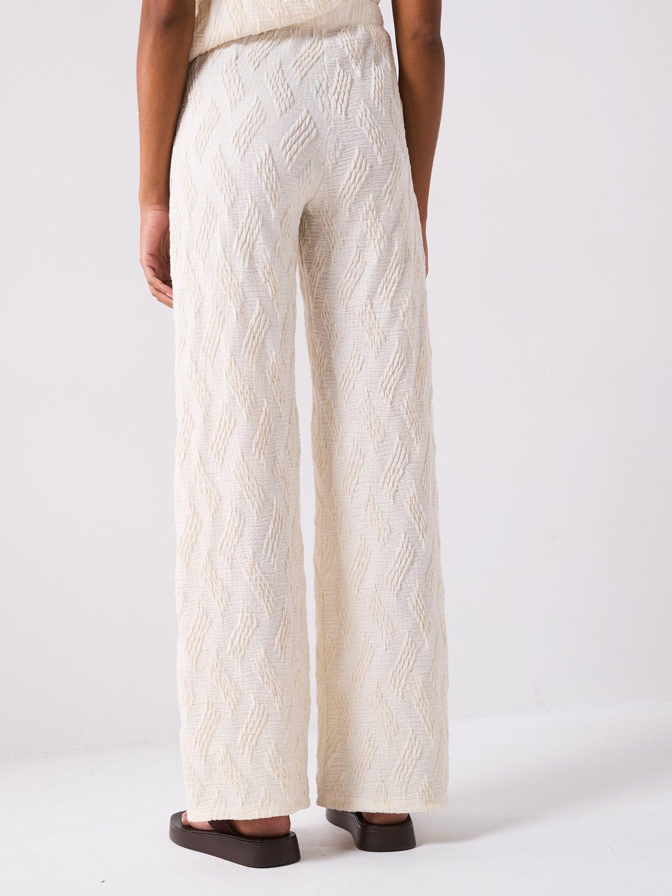 Image 2 of 6 of V by Very Textured Wide Leg Trouser Co-Ord - Ecru